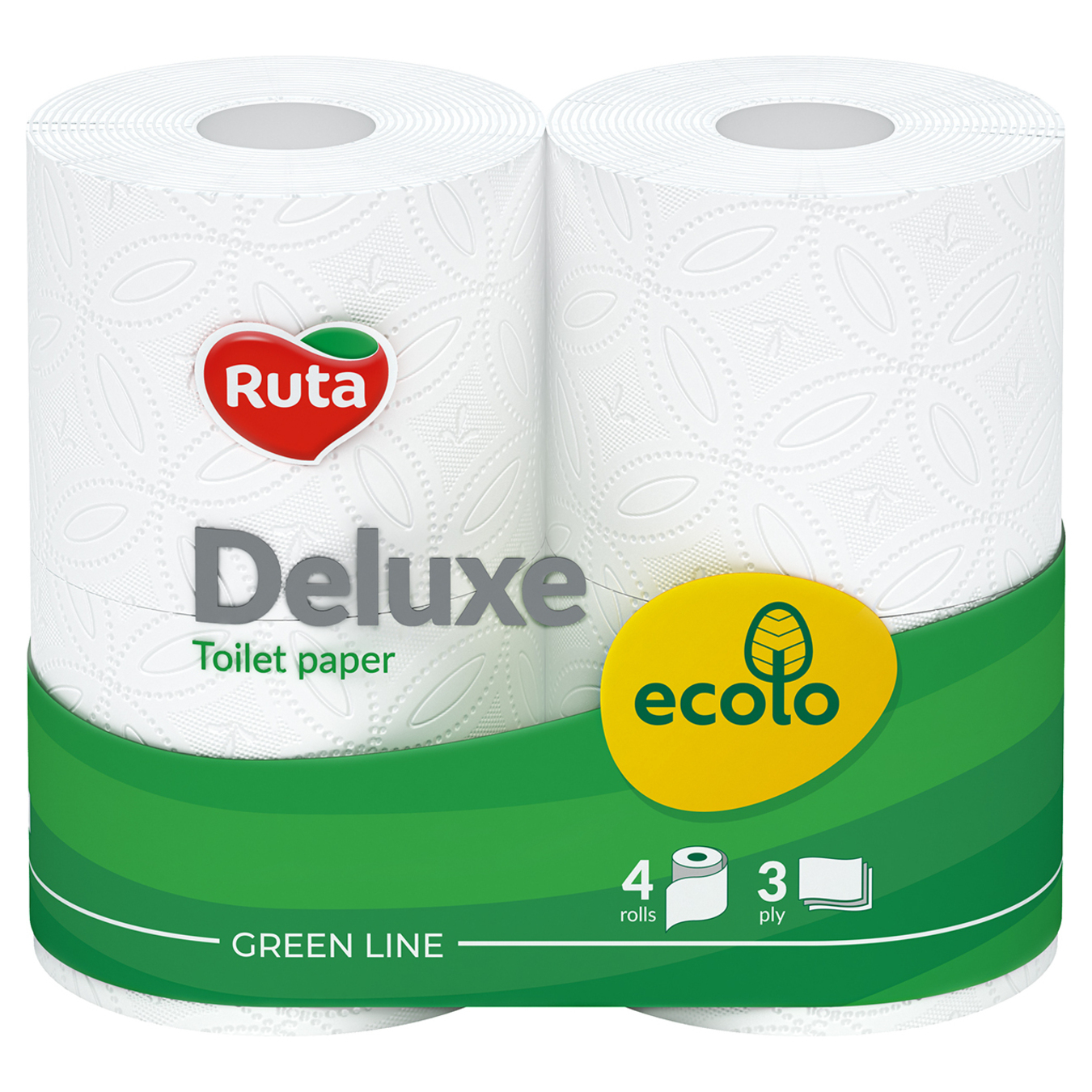 Туалетная бумага Ruta Ecolo Deluxe белая трехслойная 4шт