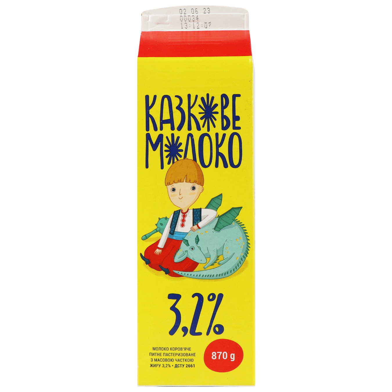 Molokiya Kazkove Pasteurized Milk 3,2% 870g 2