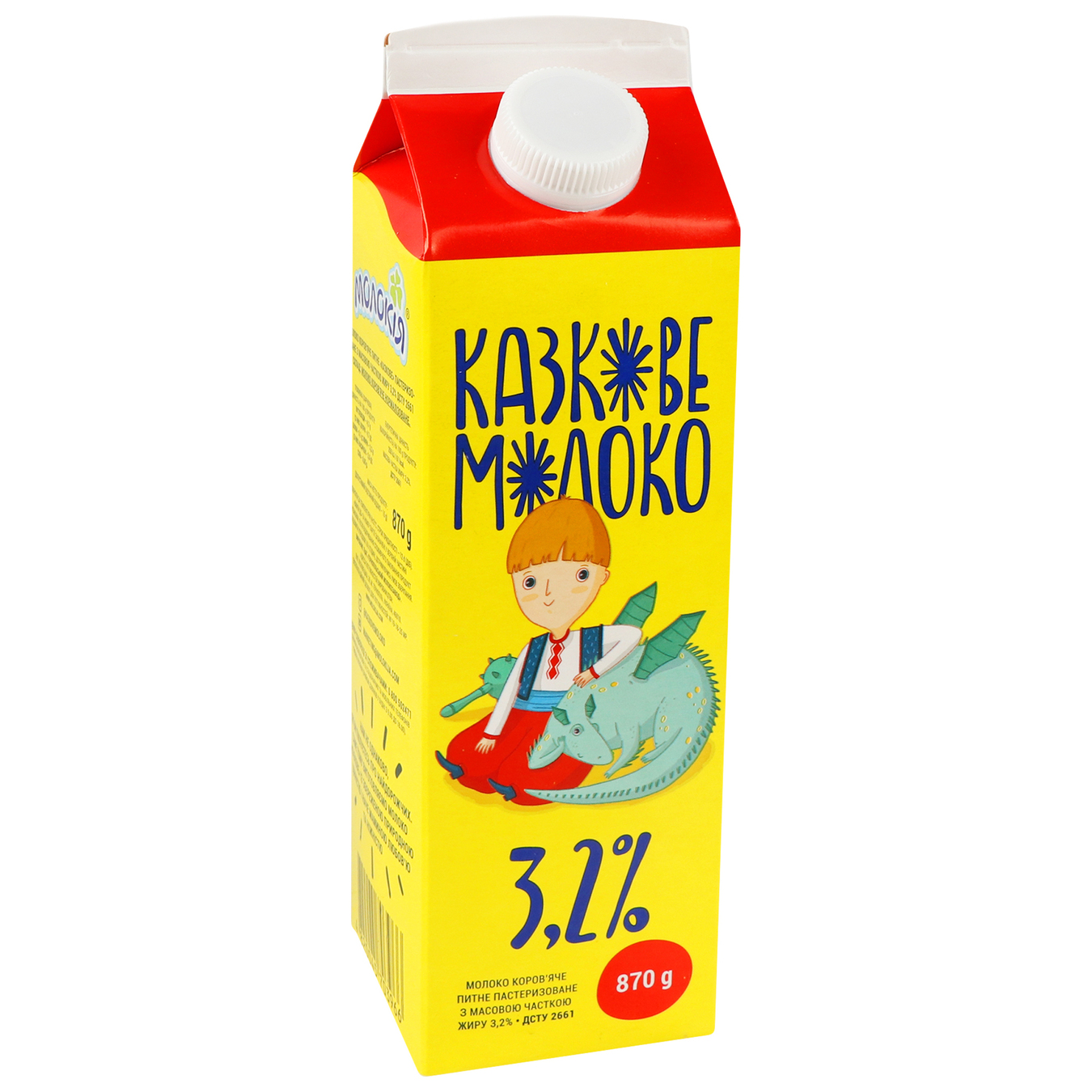 Молоко Молокія Казкове пастеризоване 3,2% 870г 3