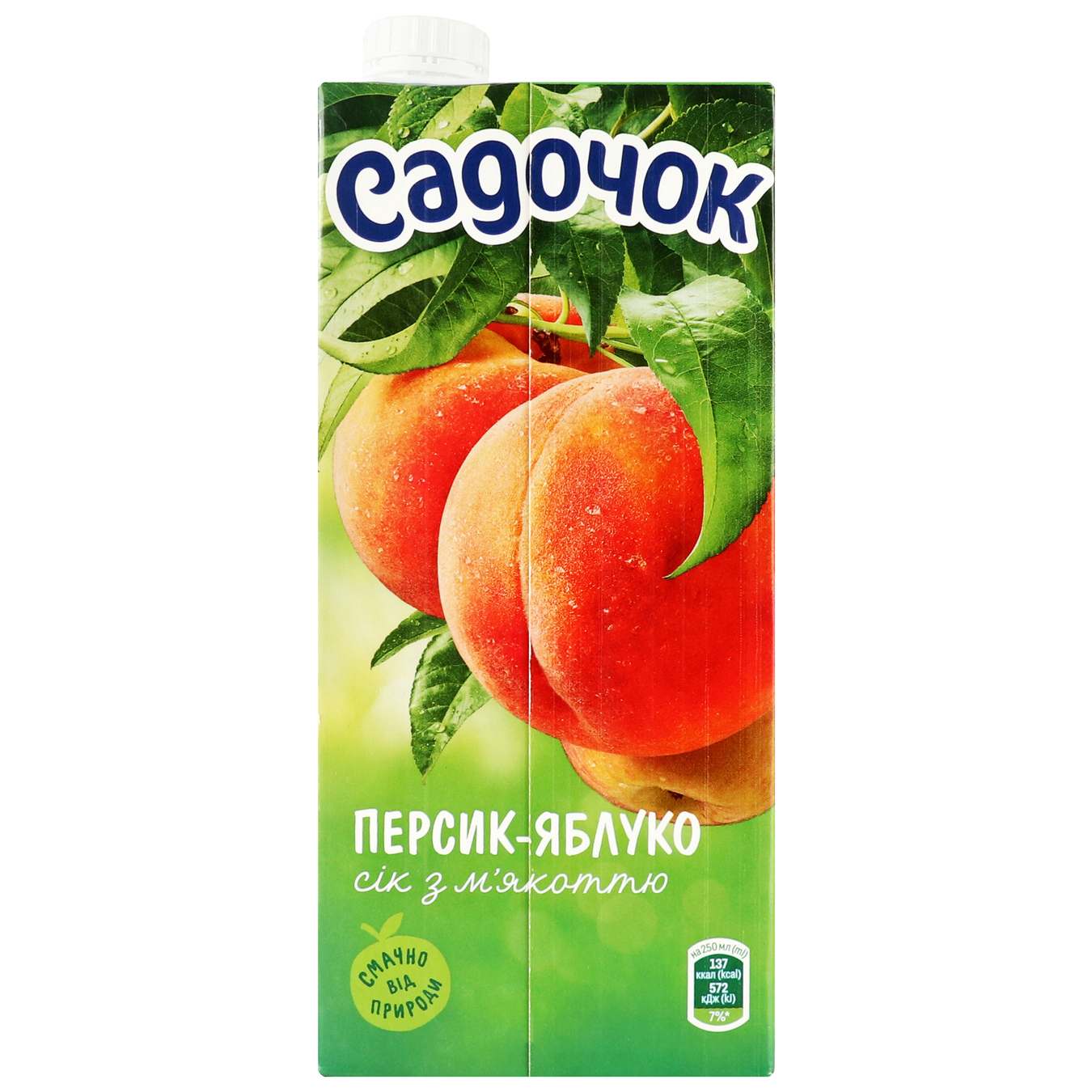 Juice Sadochok peach-apple tetra-pack 0.95 l 4
