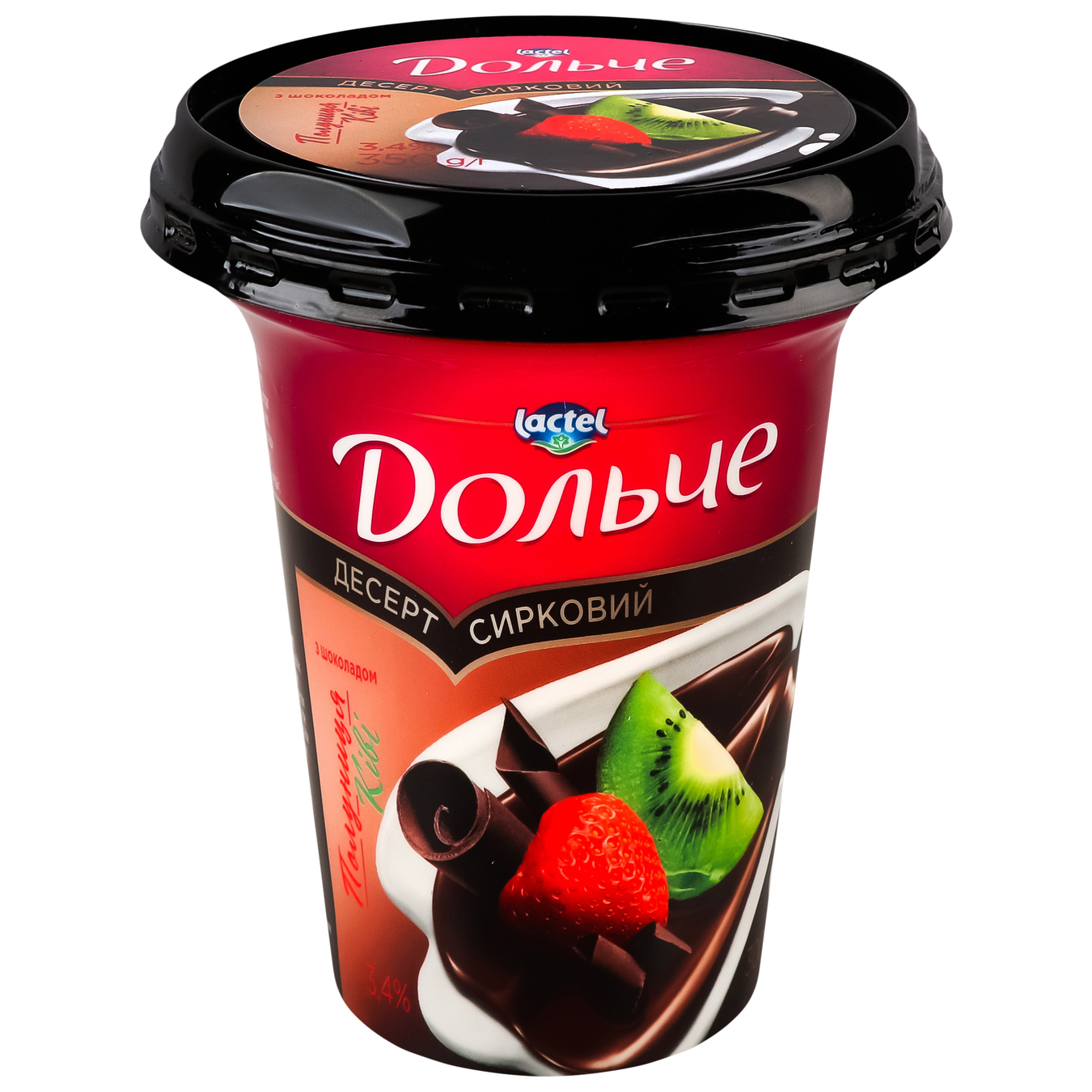 Cheese dessert Dolce with fillings strawberry-kiwi and chocolate 3.4% 300g 2