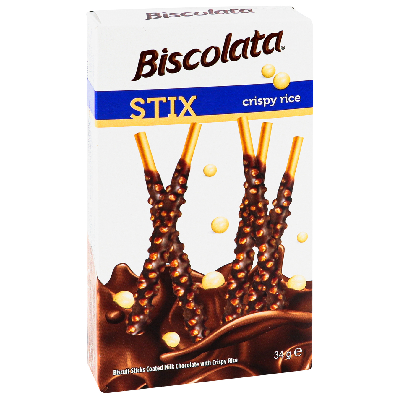 Соломка Biscolata Stix з рисовими кульками в молочному шоколаді 34г 2