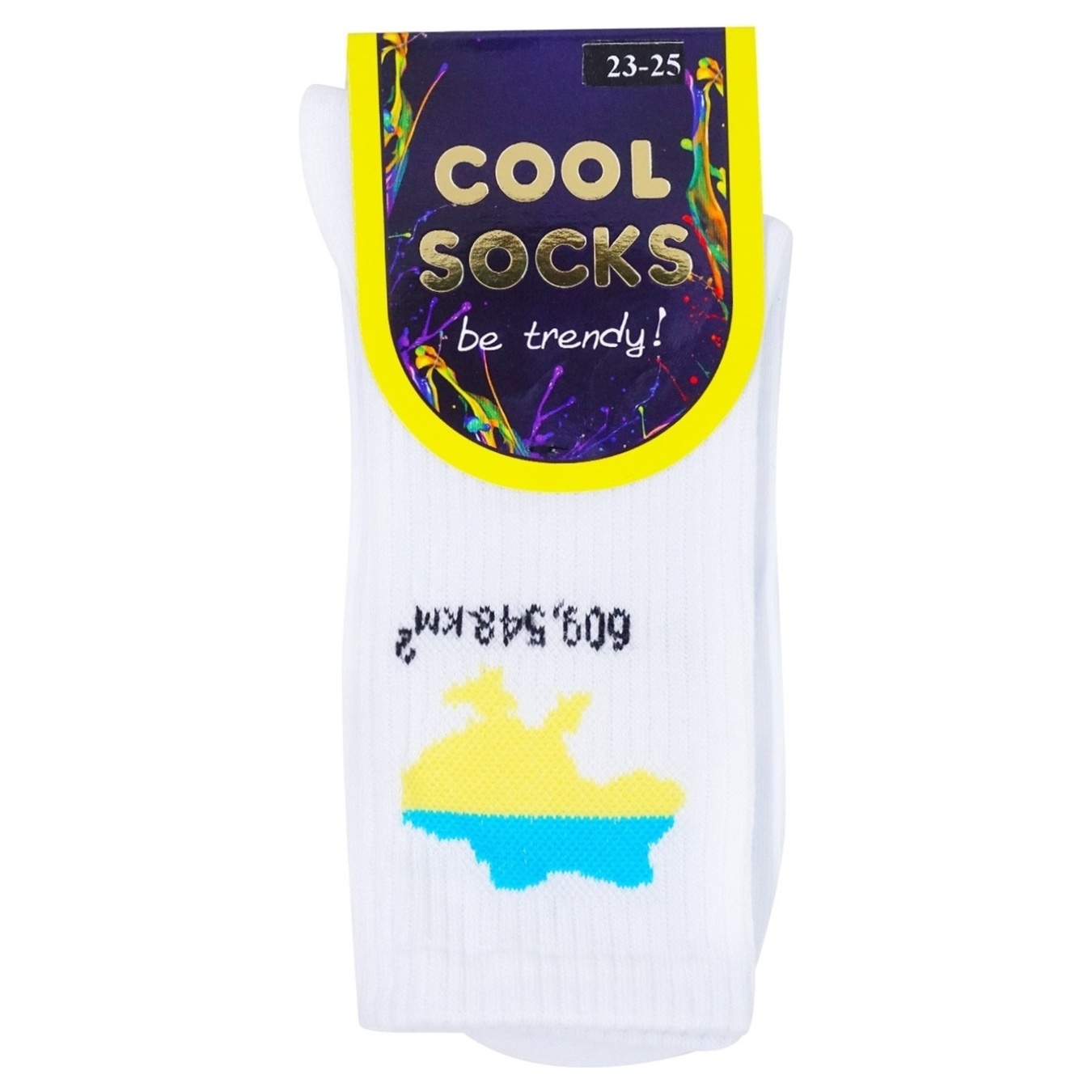 Шкарпетки Cool Socks Карта України патріотичні високі білого кольору 23-25р.