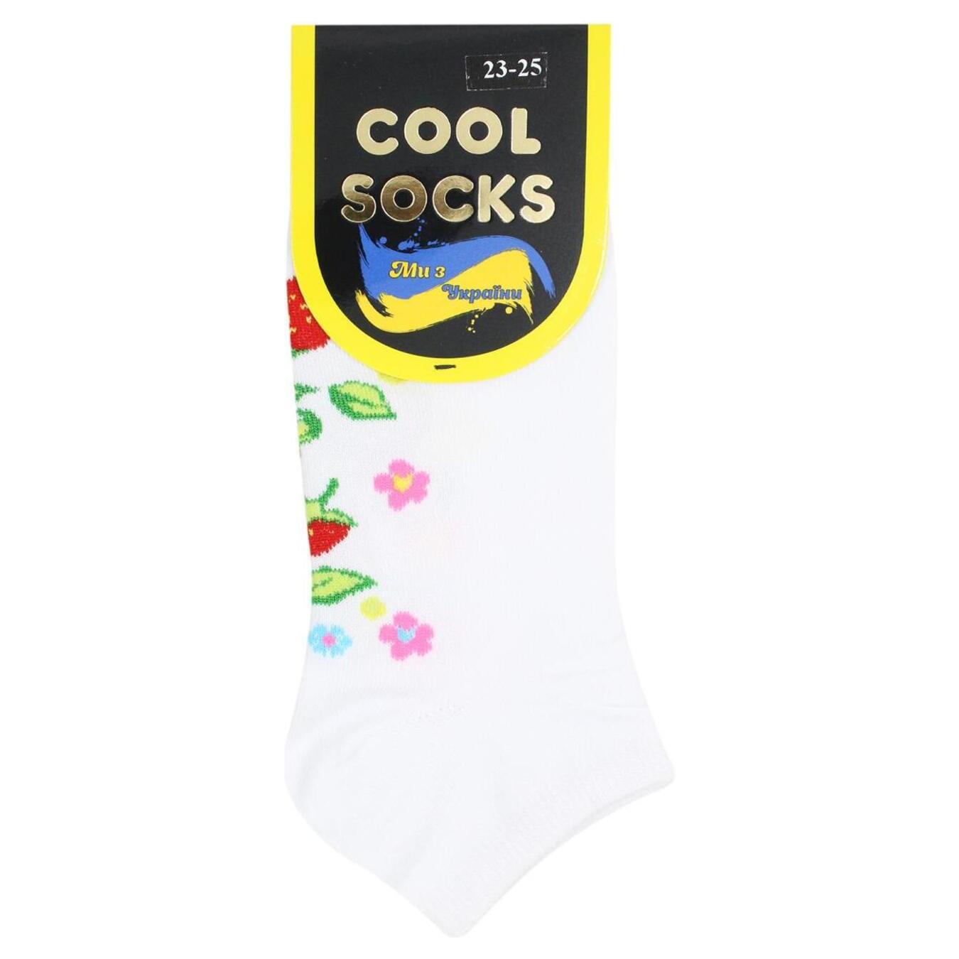 Носки Cool Socks женские белые короткие рисунки вышиванка 23-25 р.