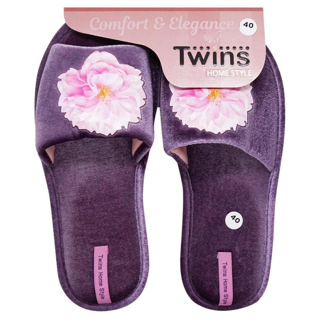 Home slippers for women Twins velor with sticker size 36-40