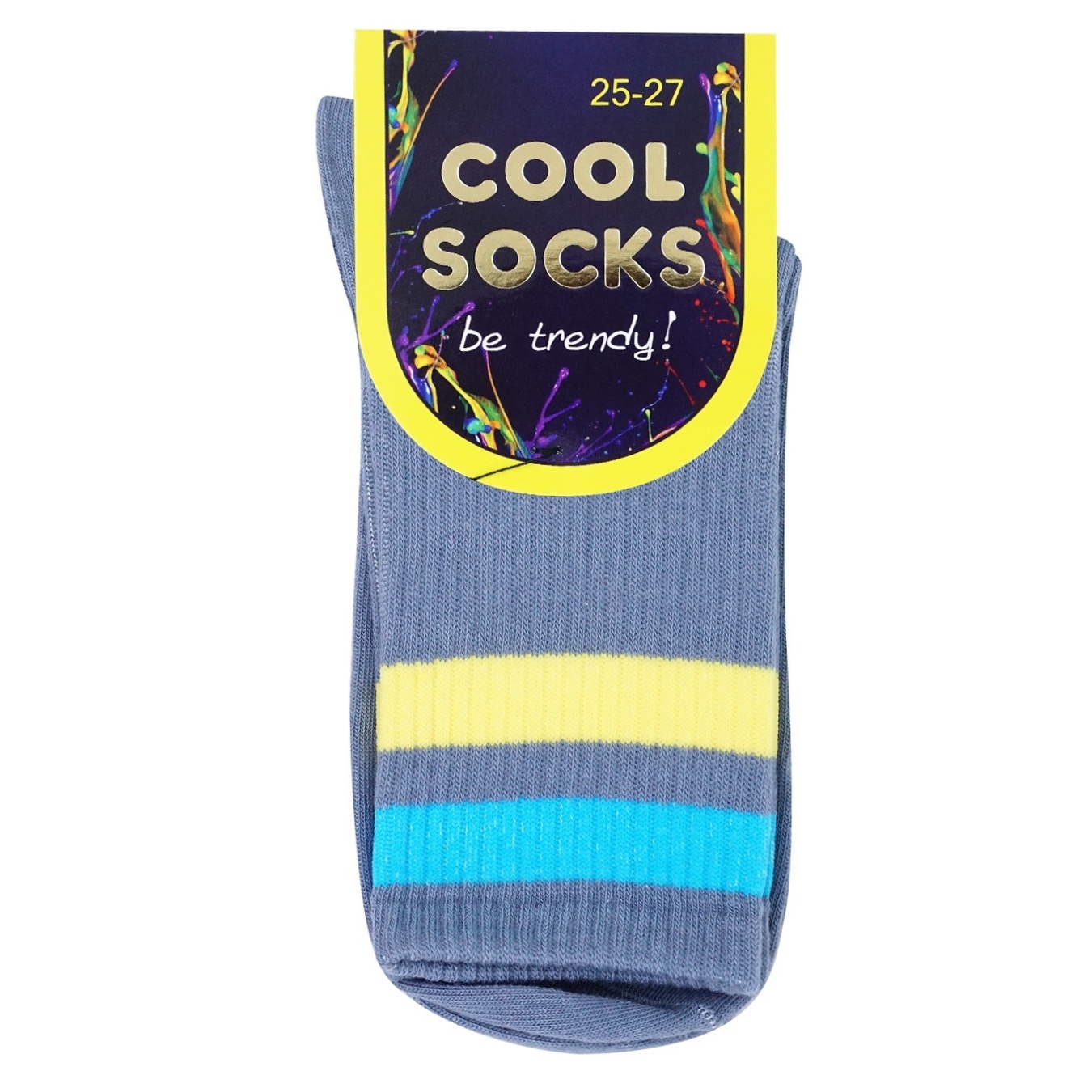 Шкарпетки Cool Socks патріотичні жовто-блакитна смужка високі сірого кольору 25-27р.
