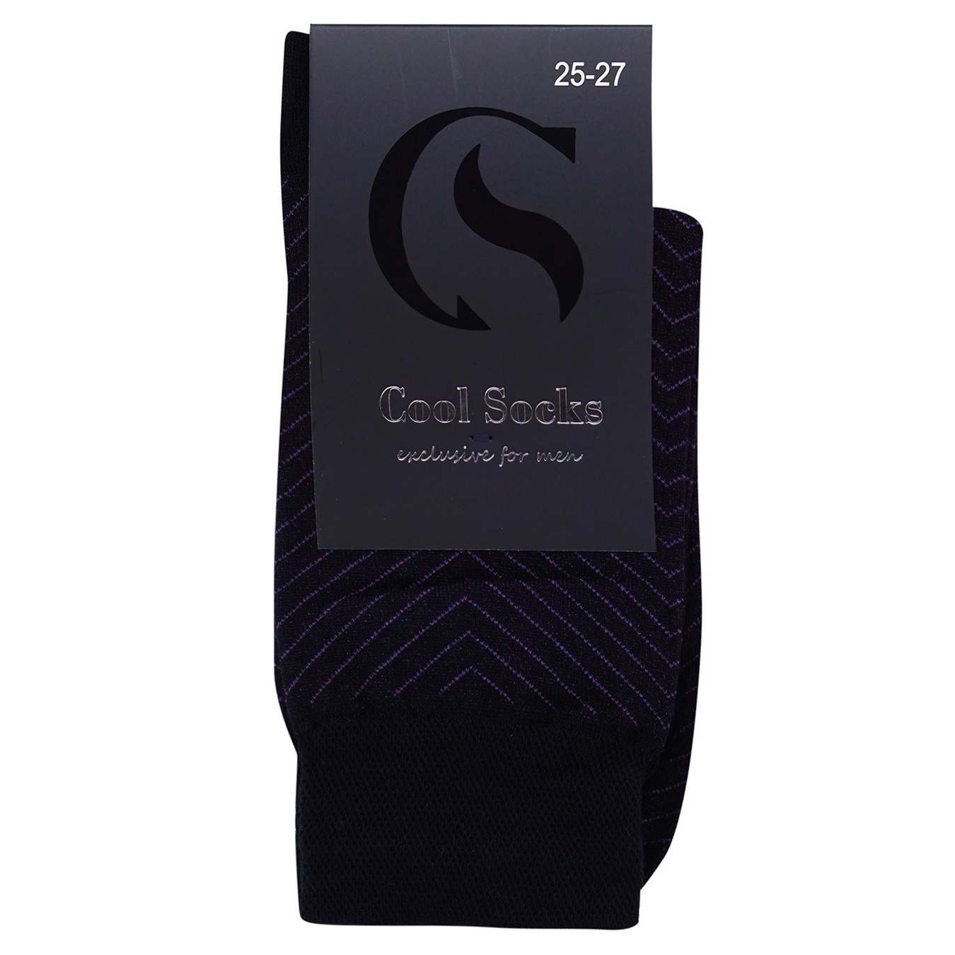 Шкарпетки Cool Socks чоловічі з малюнком зигзаг чорно-фіолетового кольору 25-27р.