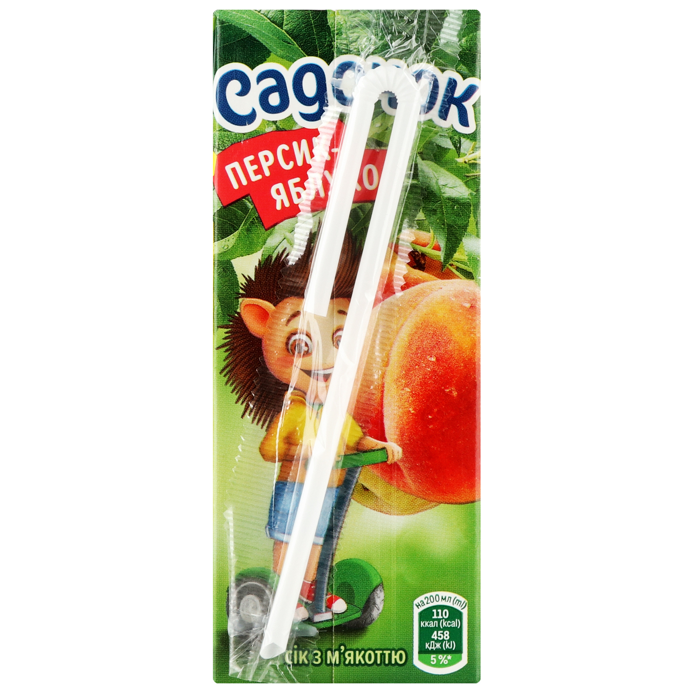 Juice Sadochok peach-apple tetra-pack 0.2 l 8