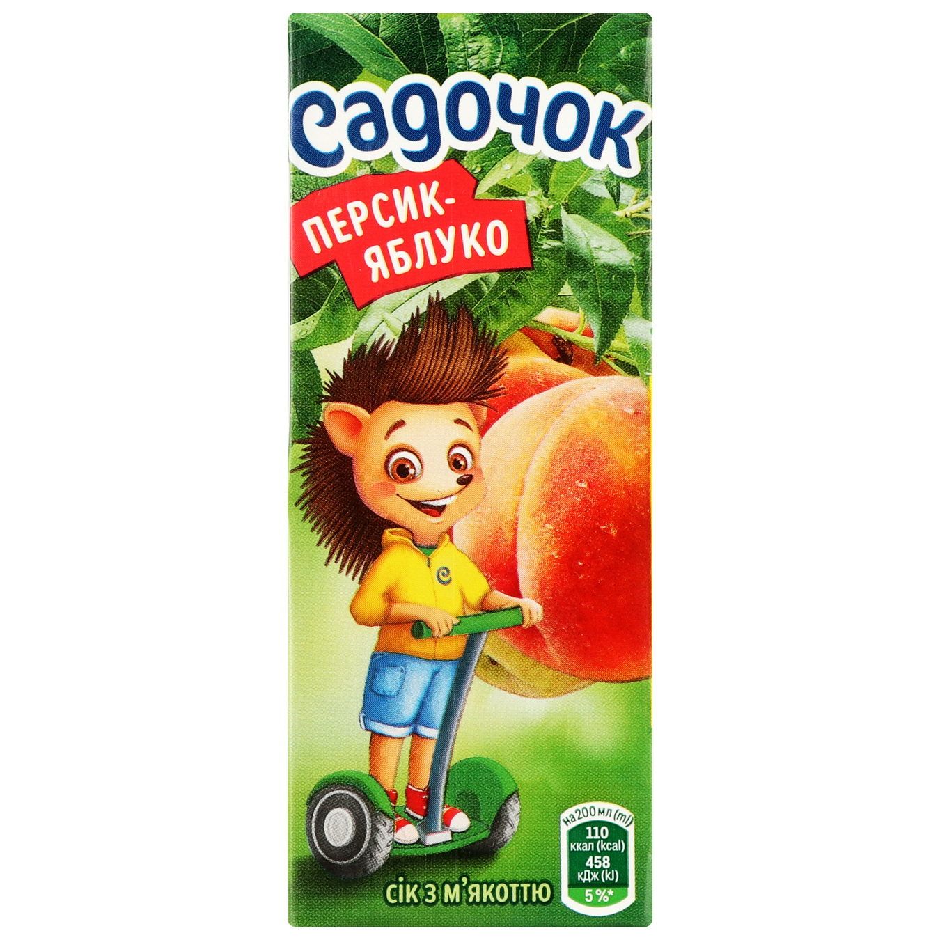 Juice Sadochok peach-apple tetra-pack 0.2 l
