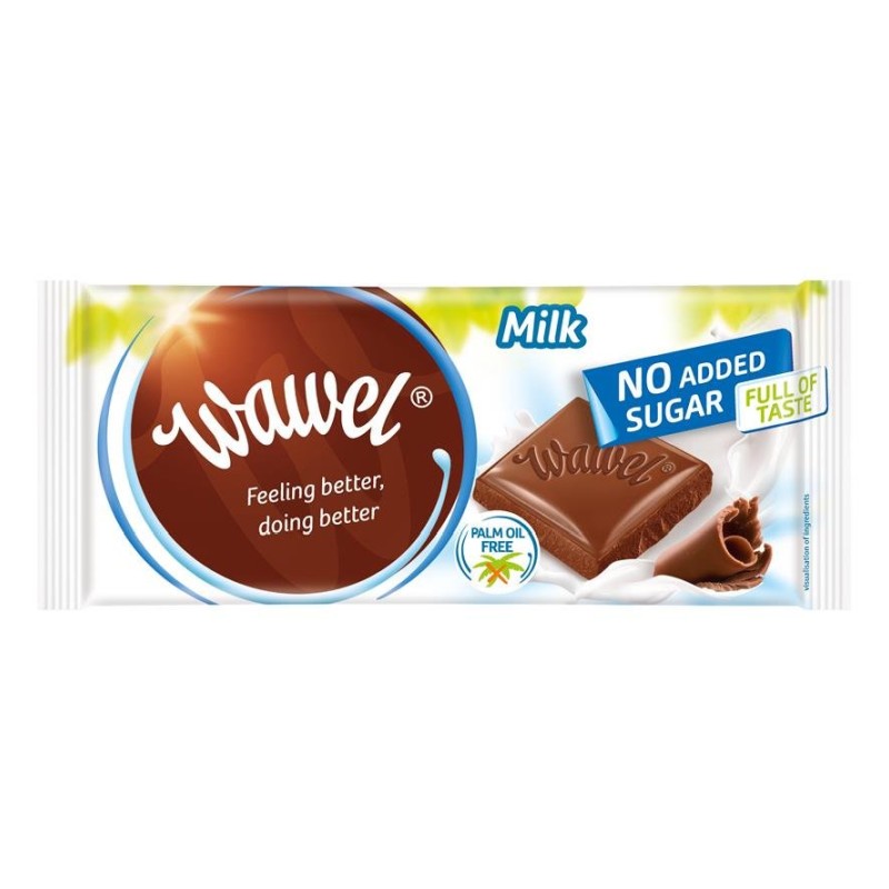 Шоколад WAWEL молочний без додавання цукру 90г
