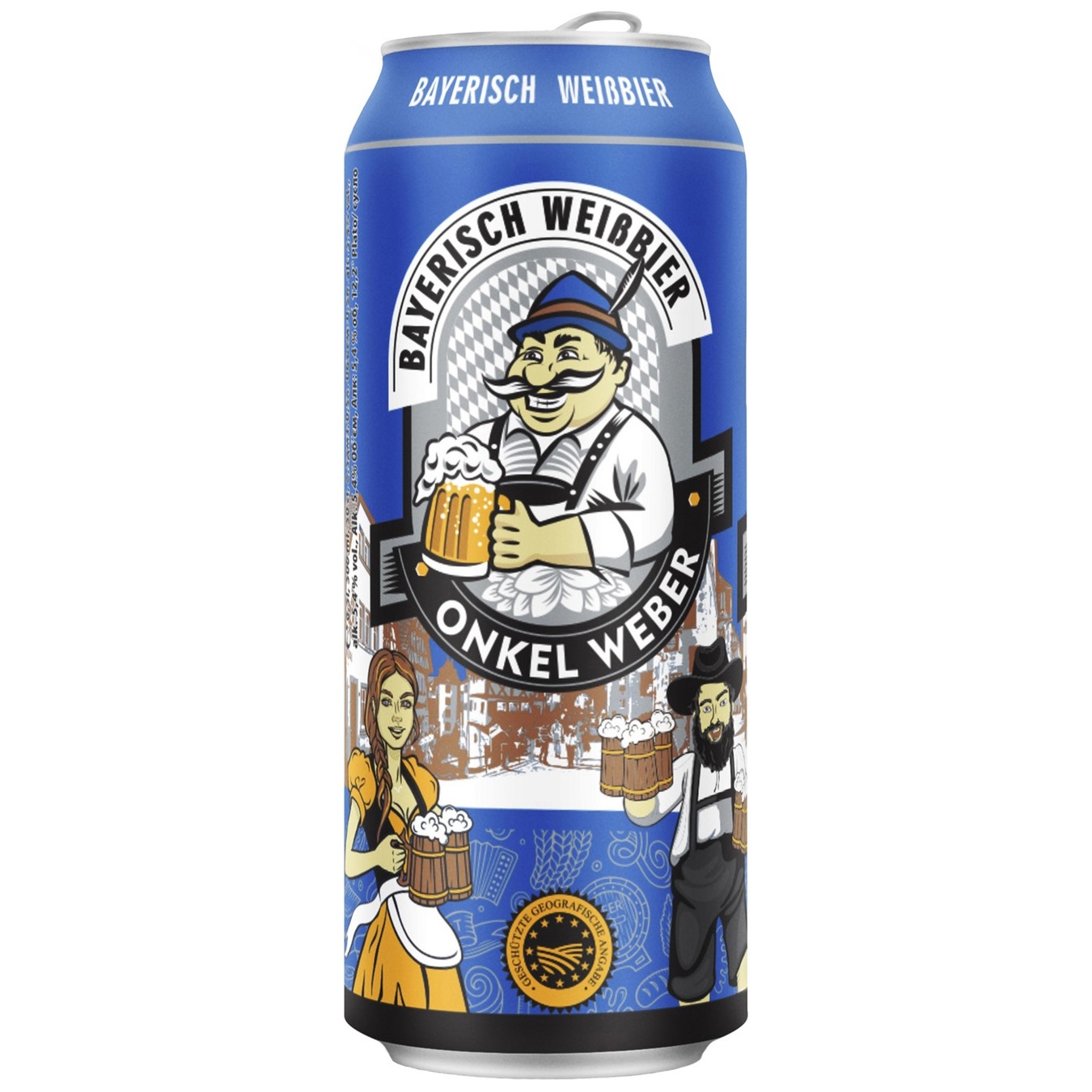 Пиво світле Onkel Weber Bayerisch Weissbier 5,4% 0,5л залізна банка