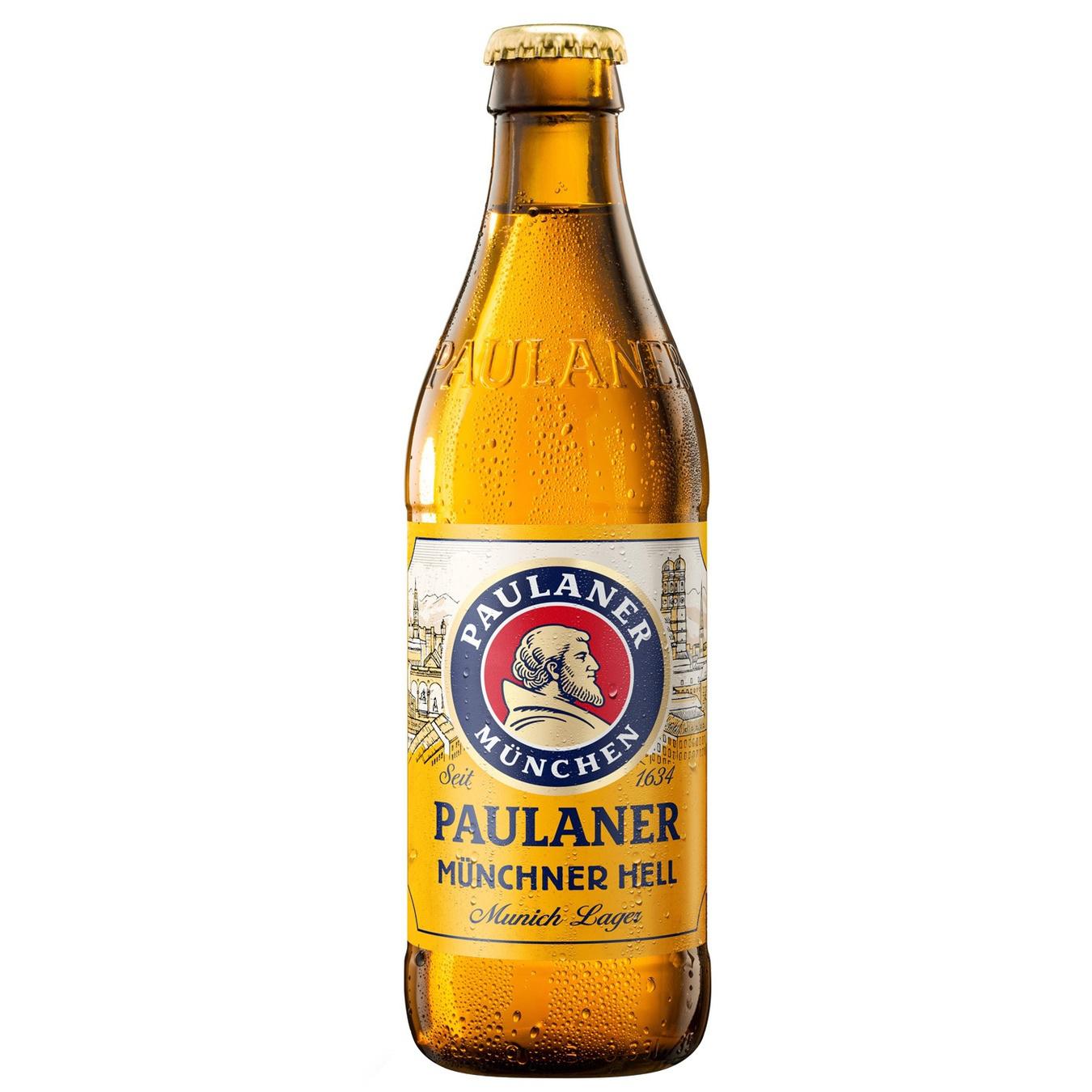 Пиво светлое Paulaner Munchner Hell Lager 5,5% 0,5л стеклянная бутылка