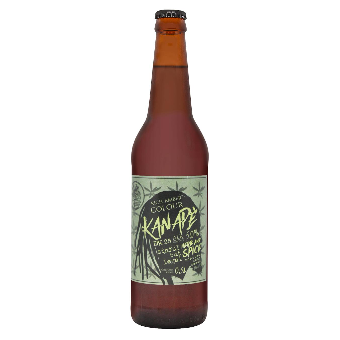 Пиво светлое нефильтрованное Kanapė pusšviesis 5% 0,5л стеклянная бутылка
