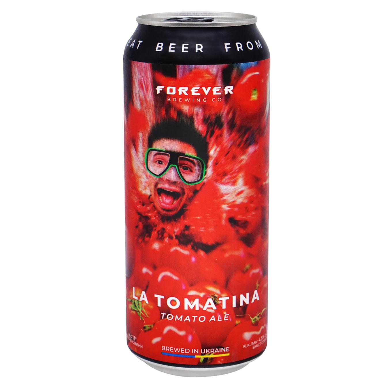 Пиво светлое нефильтрованное Forever La Tomat 4,5% 0,5л железная банка