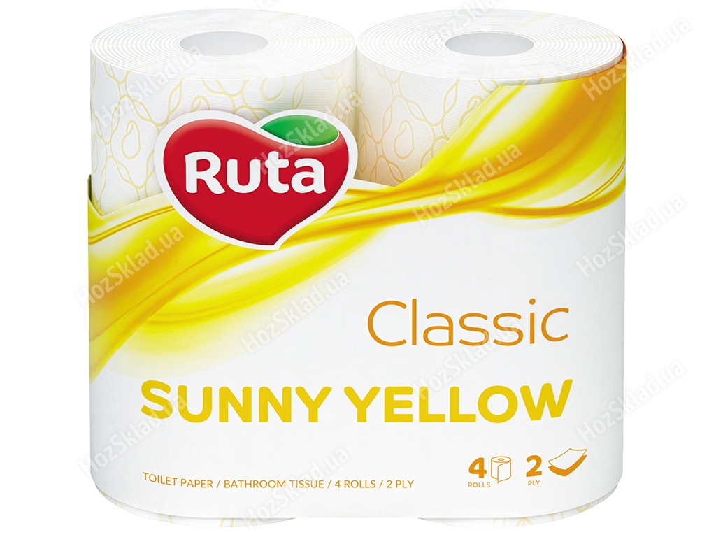 Туалетная бумага Ruta Classic Soft желтая 2-слойная 4шт