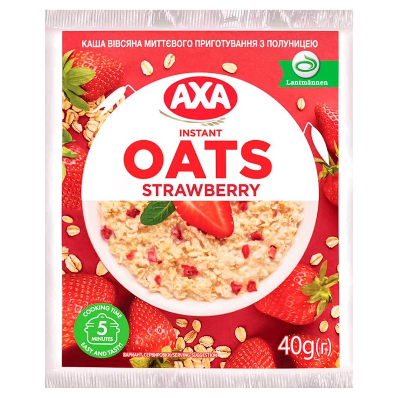 AXA With Strawberries Quick-Cooking Oatmeal Porridge 40g