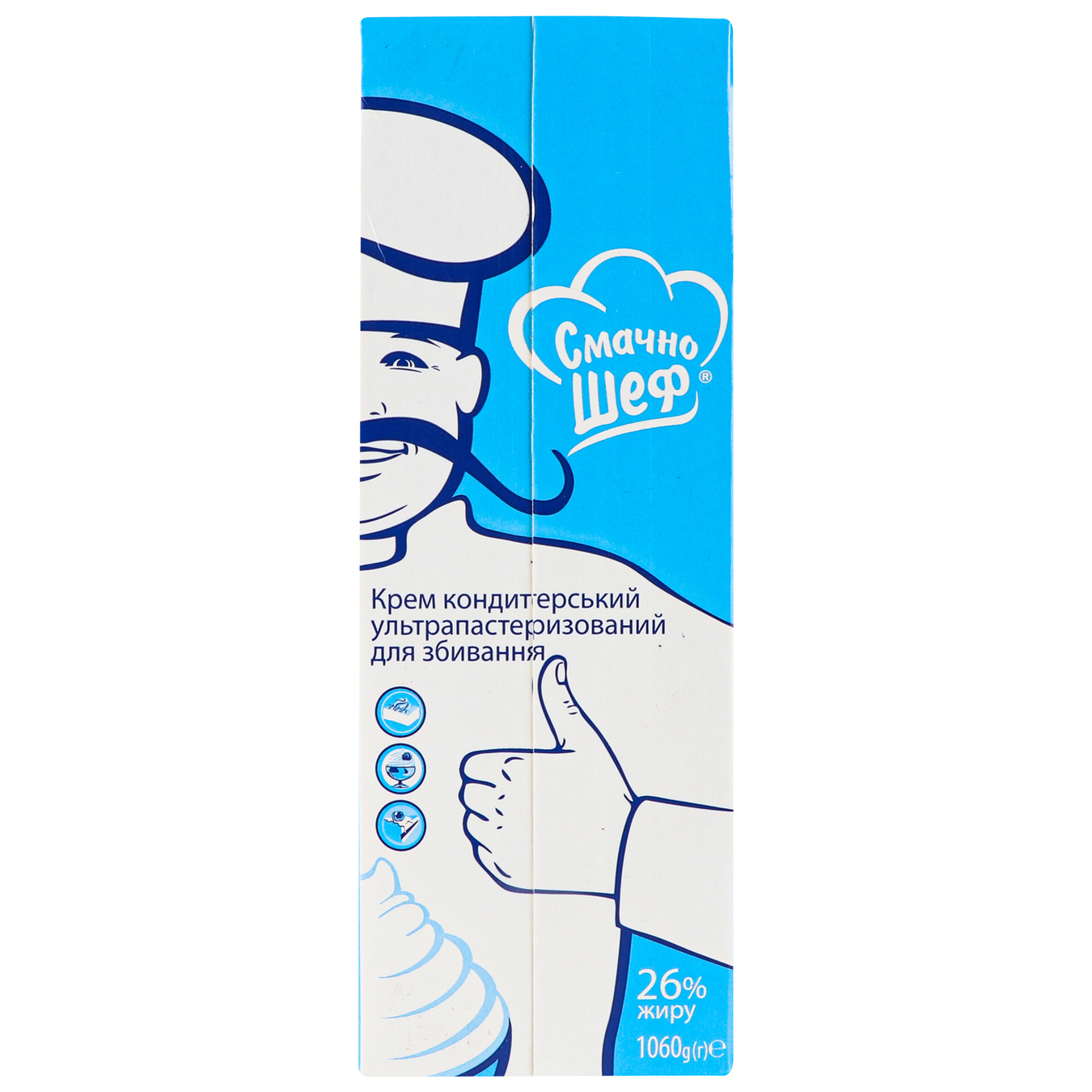 Cream Smachno Shef Сonfectionery UltraPasteurized 26% 1060g 3