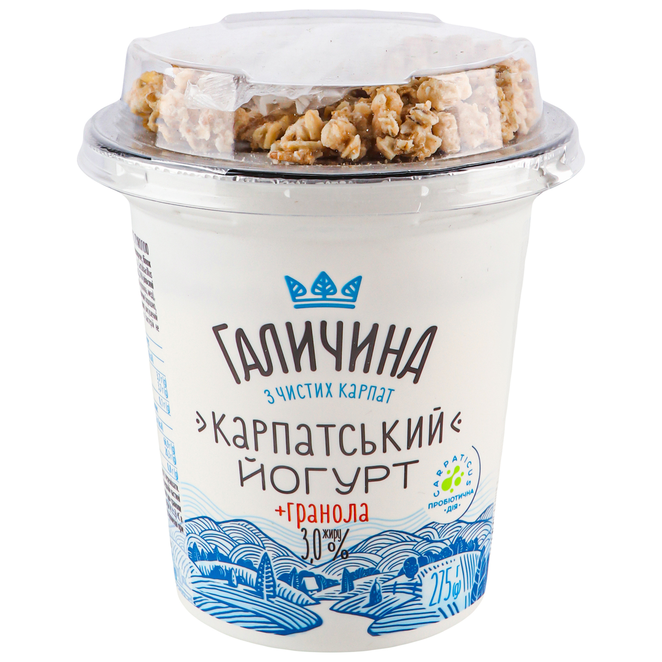Йогурт Галичина Карпатский без сахара + Гранола 3% 275г 2