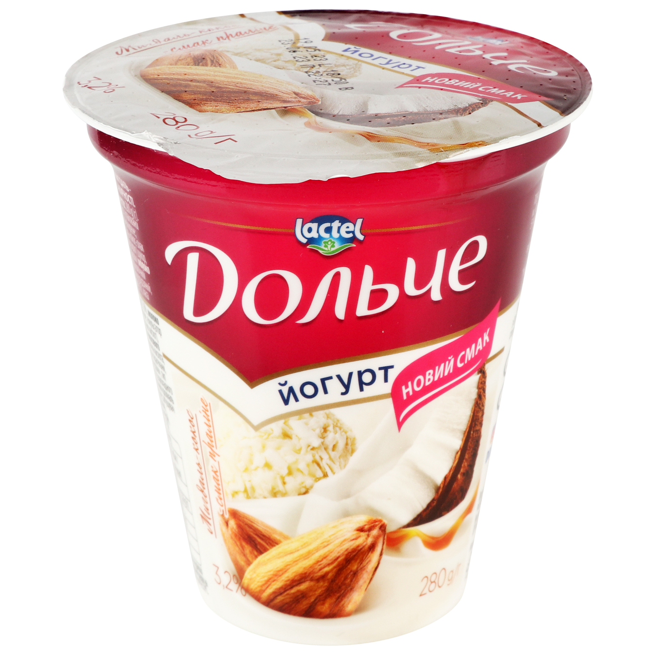 Yogurt Dolce with filling Almond-coconut-flavored praline glass 3.2% 280g 2