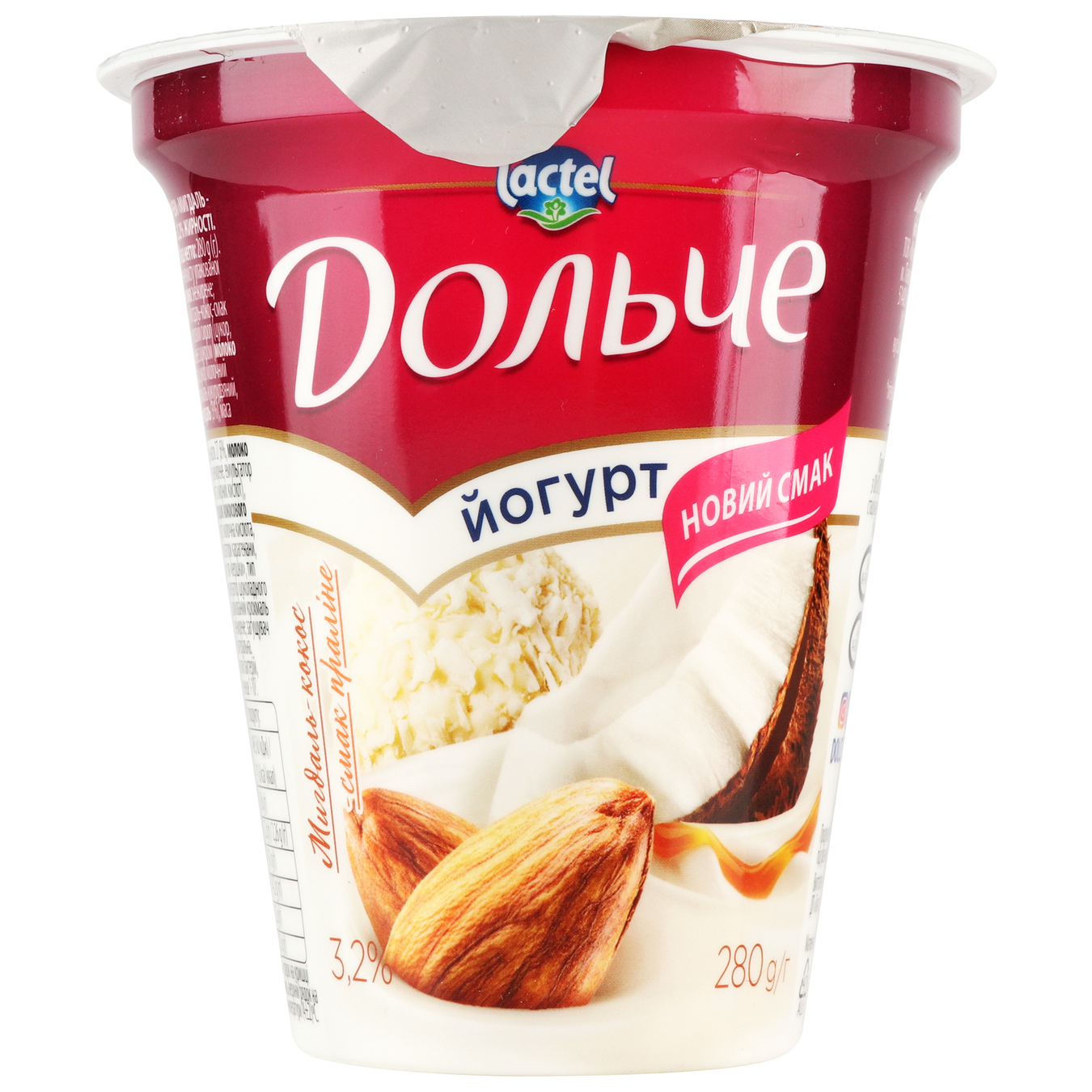 Yogurt Dolce with filling Almond-coconut-flavored praline glass 3.2% 280g 5