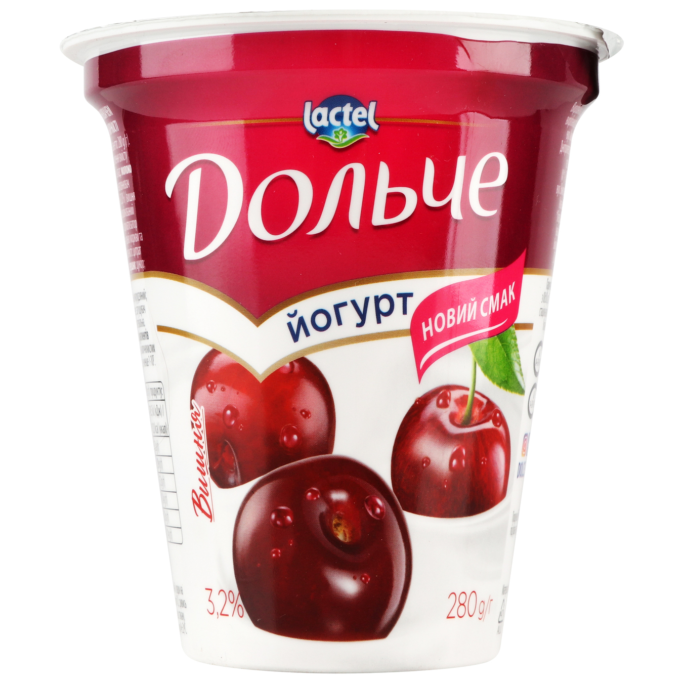 Dolce Yoghurt with filling Cherry glass 3.2% 280g 5