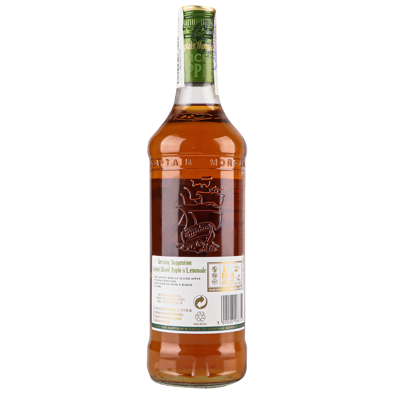 Напиток алкогольный Captain Morgan Sliced Apple на основе карибского рома 25% 0,7л 2