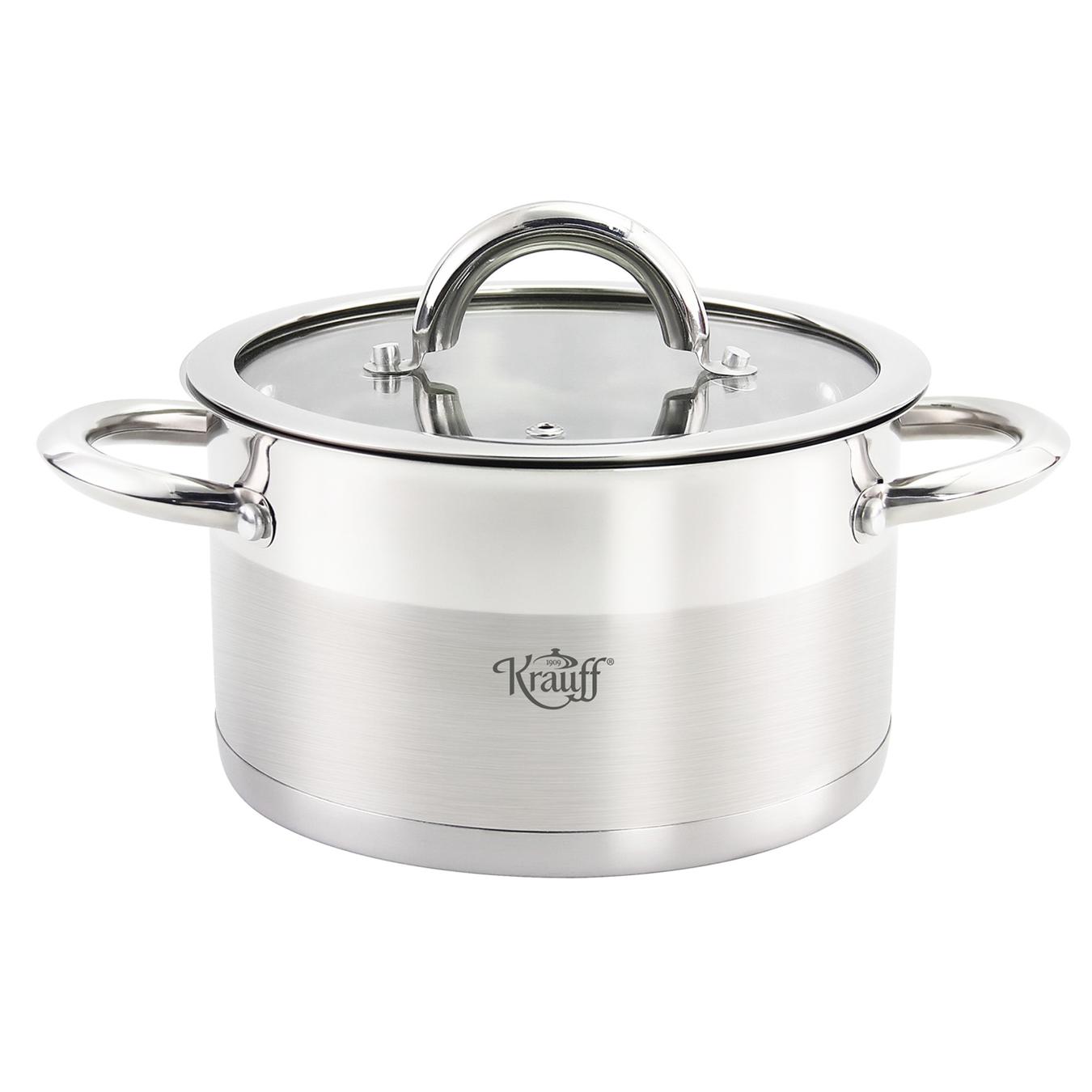 Krauff saucepan with a glass lid and metal handles 4.7 l