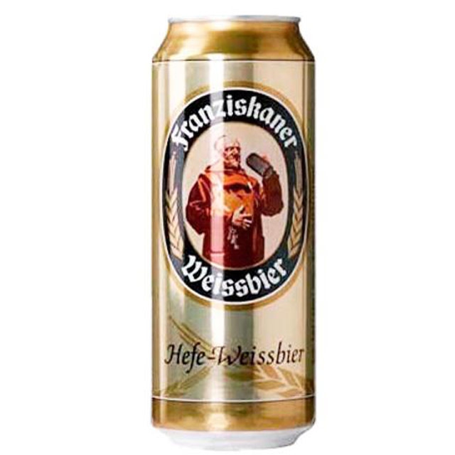 Light unfiltered beer Franziskaner Hefe-Weissbier 5.1% 0.5l iron can