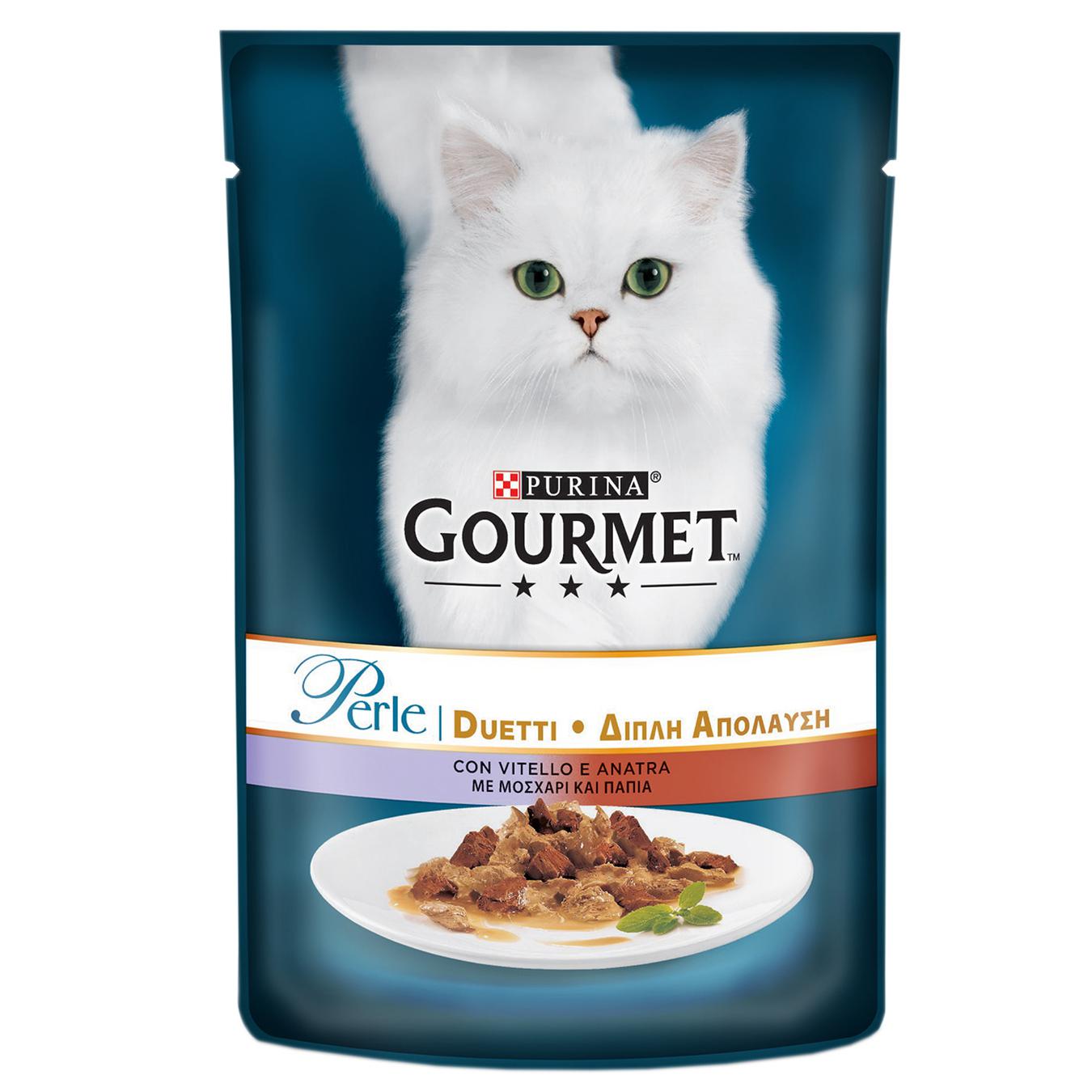 Purina Gourmet Perle Duo for cats in sauce with veal and duck food 85g