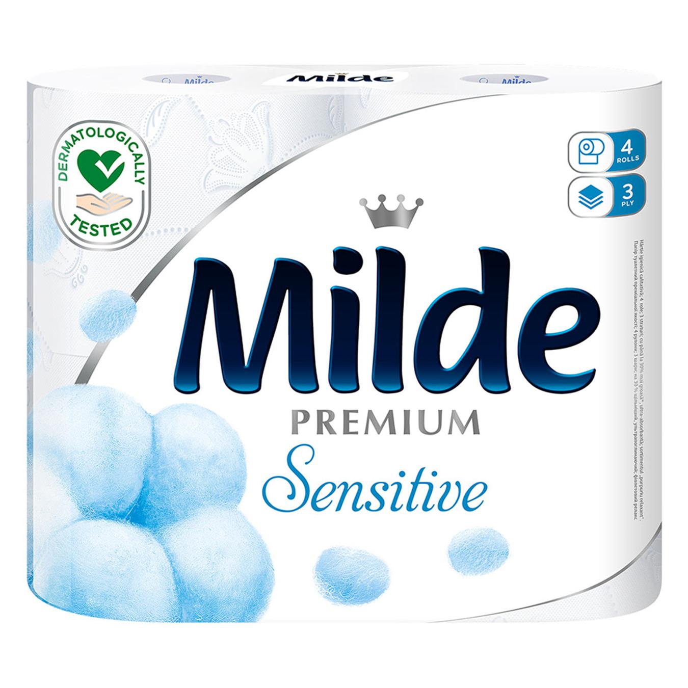 Туалетная бумага Milde Strong and Soft Sensitive целлюлозная 3-слойная 4шт