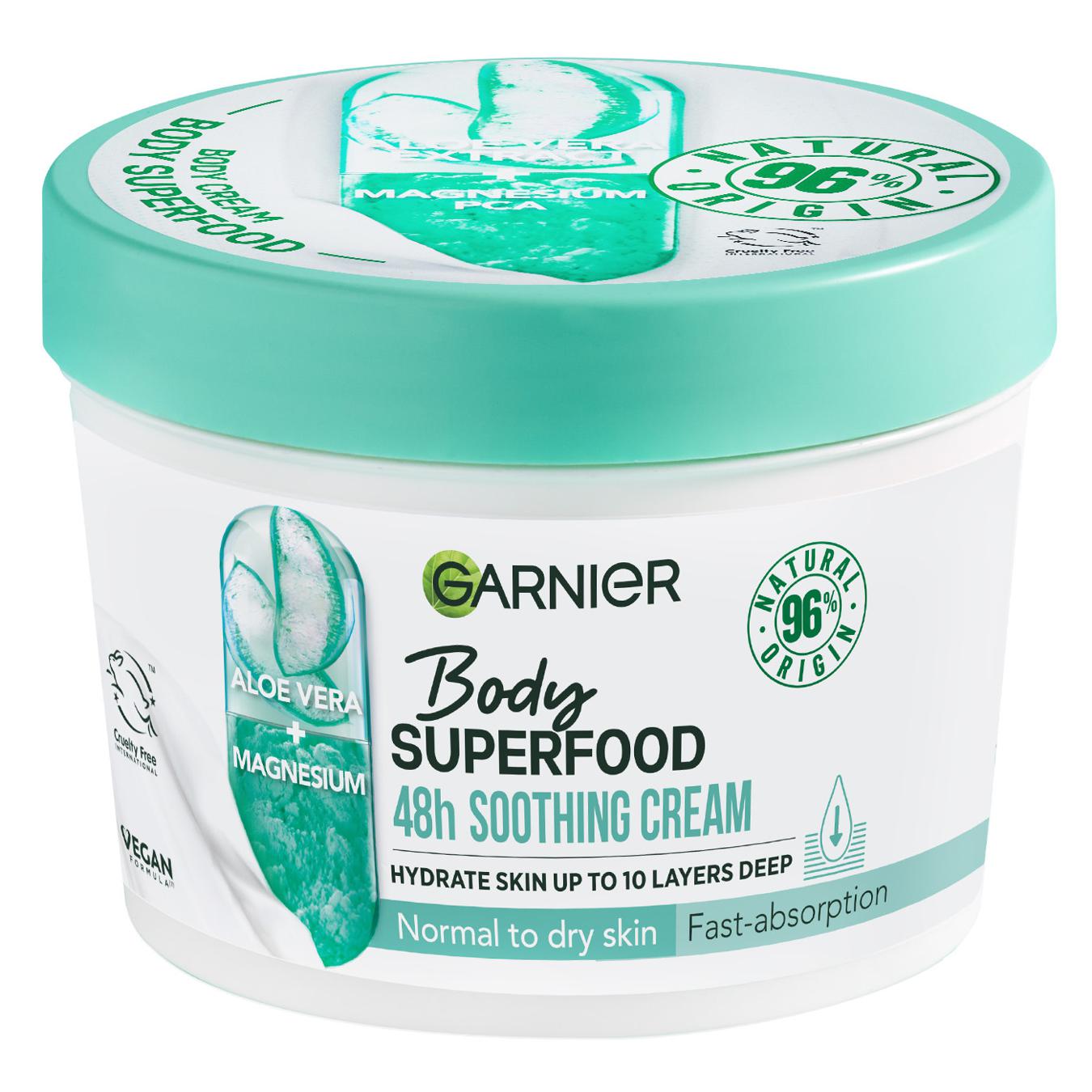 Garnier soothing moisturizing cream for normal and dry body skin aloe body superfood 380ml