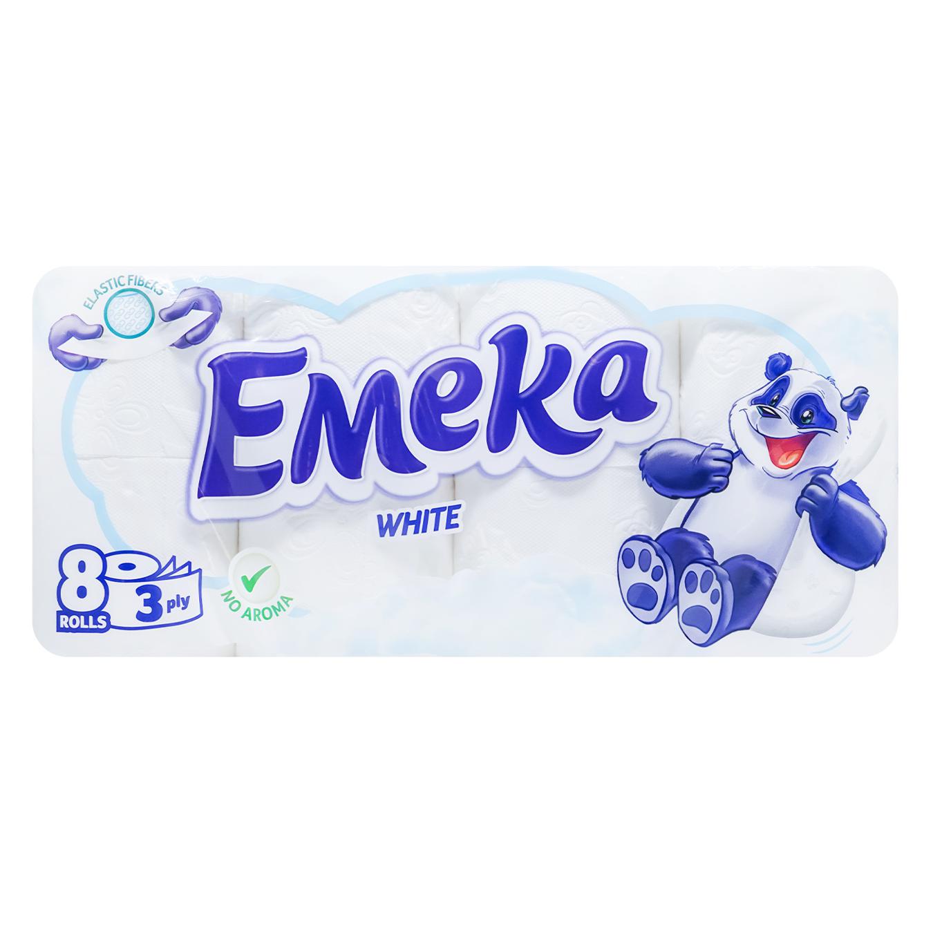 Туалетная бумага Emeka White целлюлозная 3-слойная 8шт