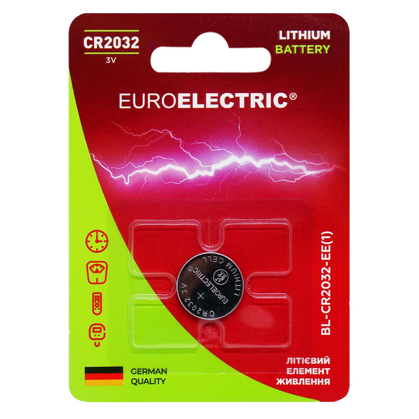 Lithium battery Euroelectric CR2032 3V 1 pc