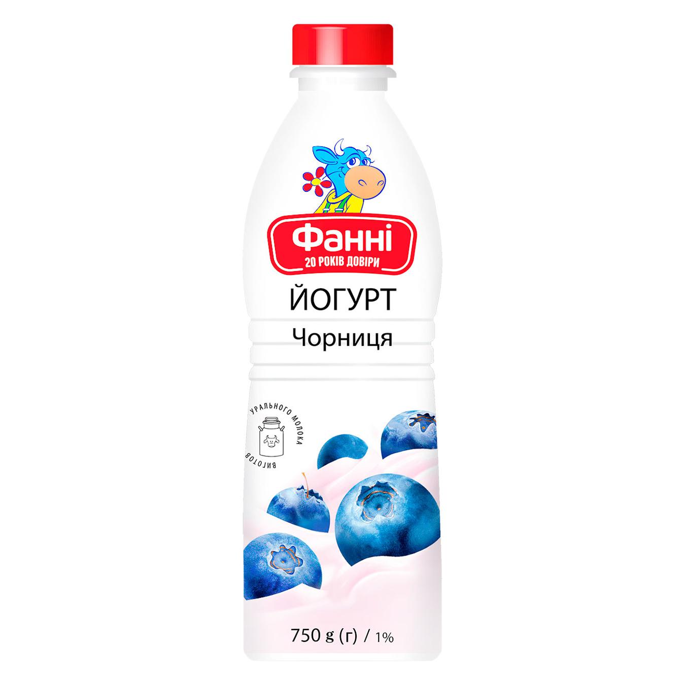 Yogurt Fanny with filling blueberry drinking bottle 1% 750g