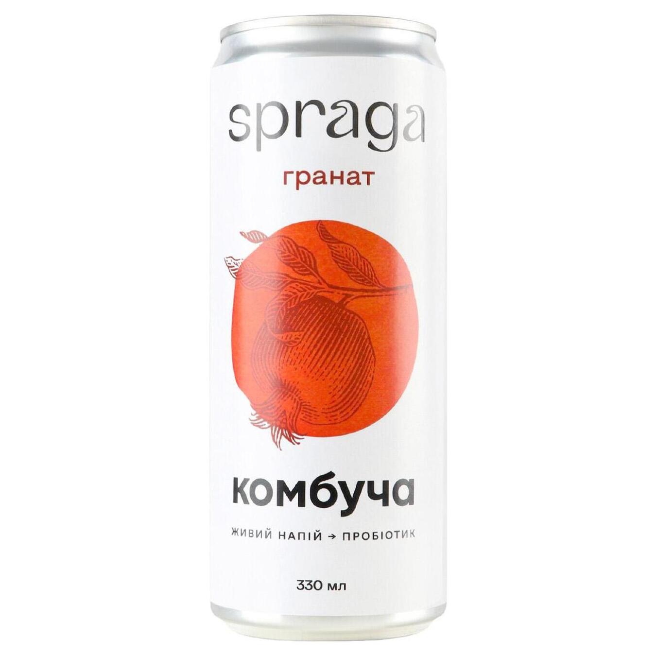 Low-carbonated drink SPRAGA kombucha pomegranate 0.33 l b/w