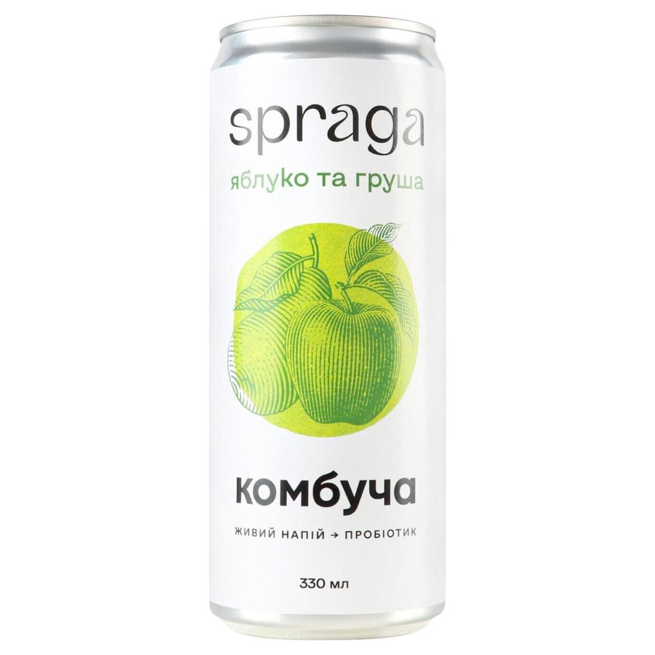 Напиток слабогазированный SPRAGA комбучая яблоко, груша 0,33л с/б