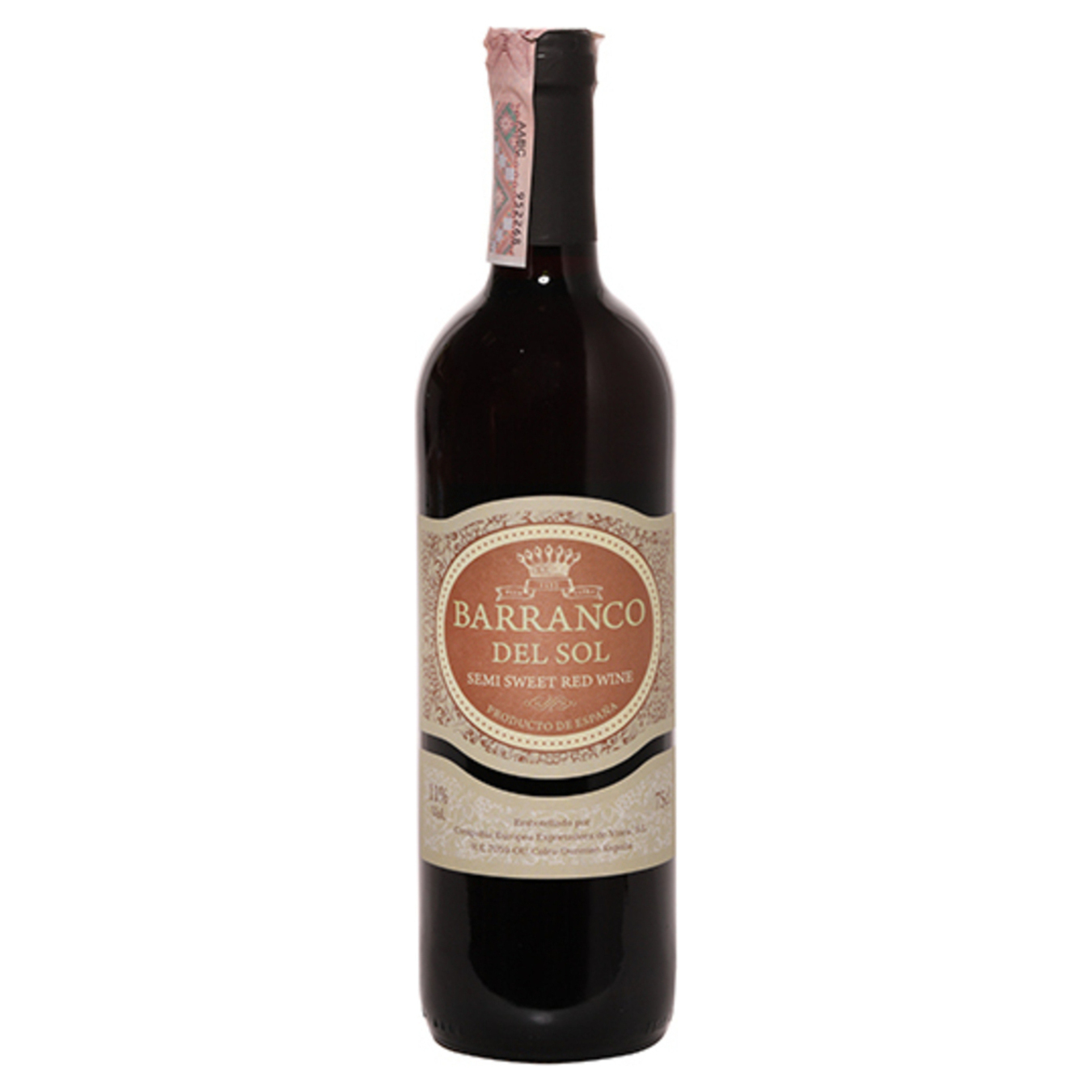 Вино Barranco del Sol Red Semi Sweet красное полусладкое 11% 0,187л
