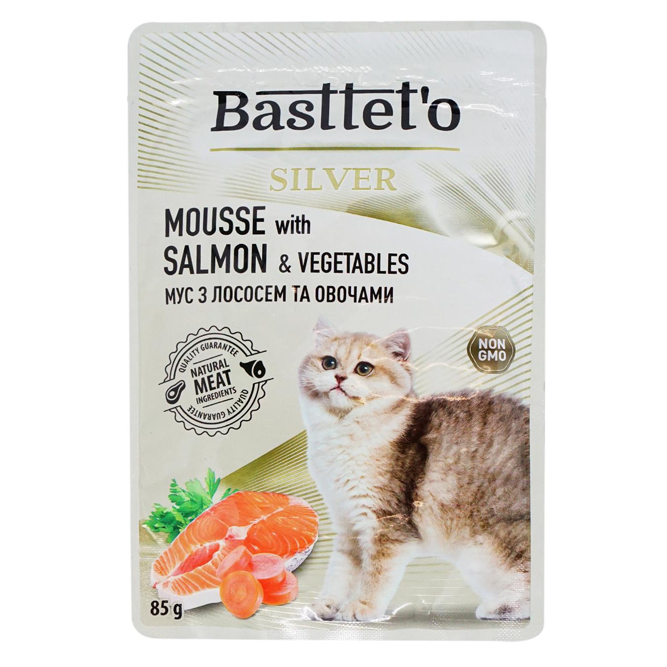 Cat food pouch Basstetto Mousse with salmon and vegetables 85g
