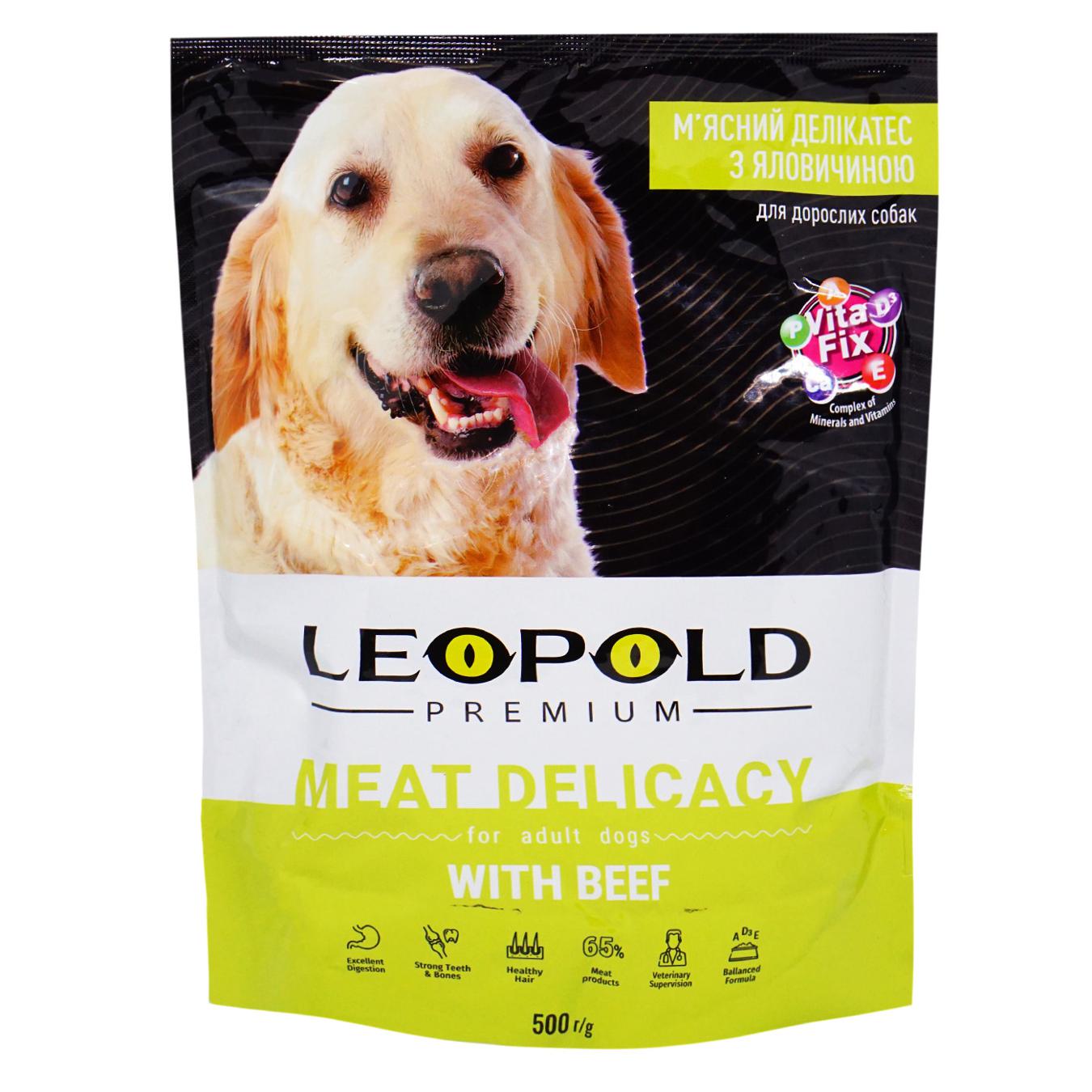 Food for dogs pouch Leopold Meat delicacy with beef 500g