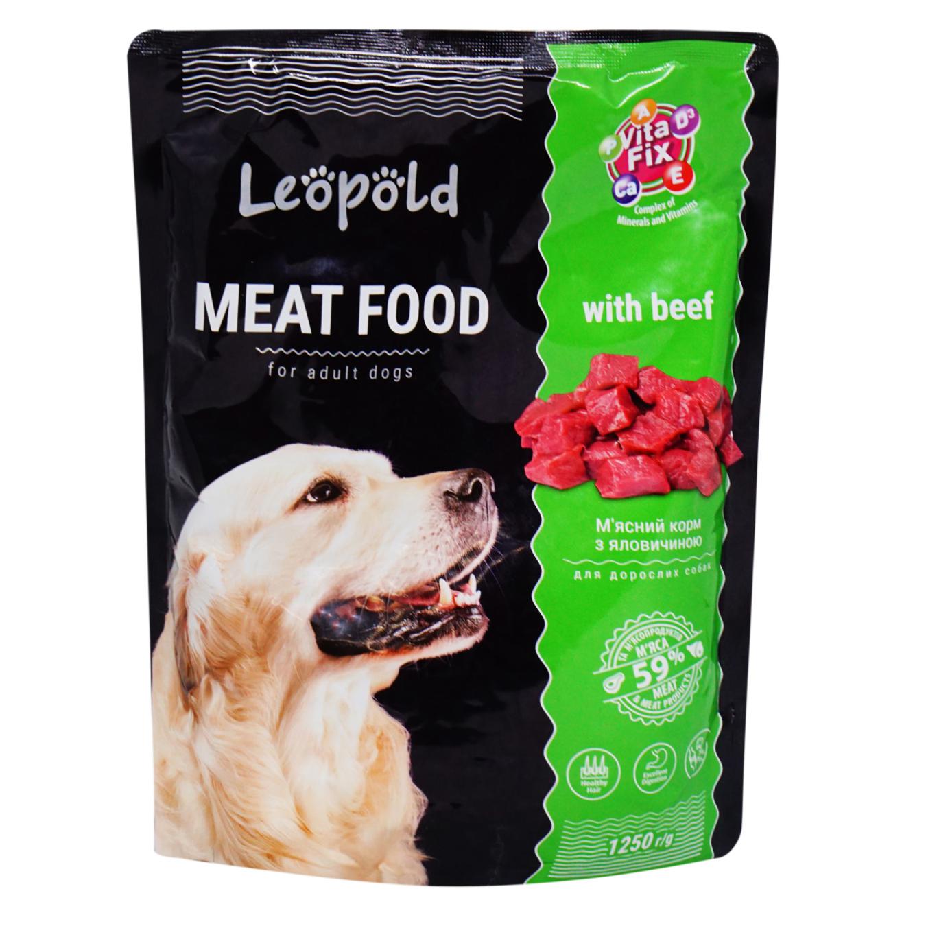Food for dogs pouch Leopold with beef 1.25 kg
