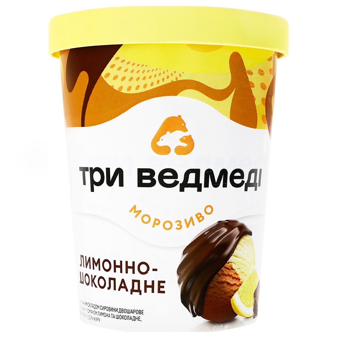 Ice cream Three Bears Lemon-chocolate two-layer cardboard cup 500g
