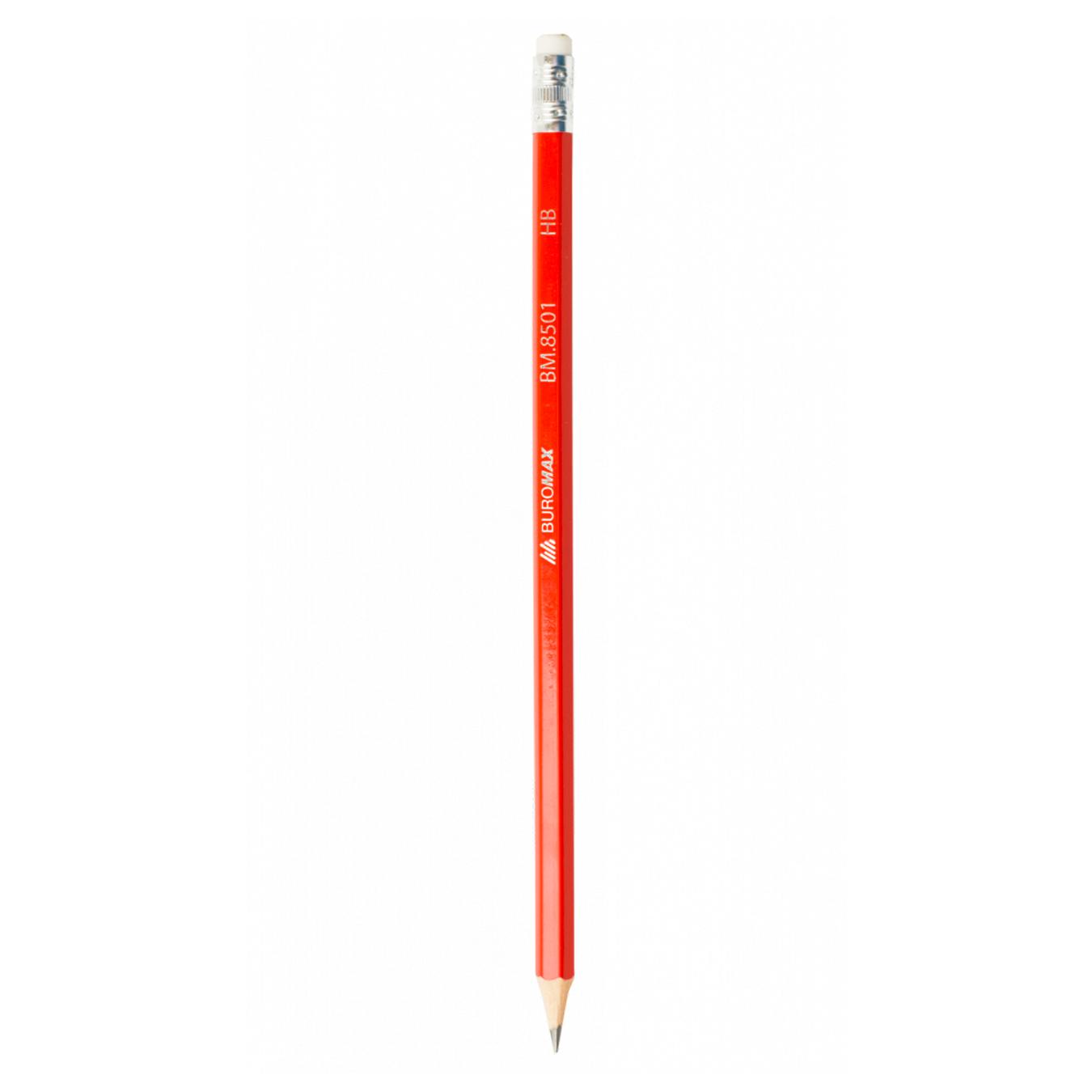 Graphite pencil BuroMax HB metallic with eraser in assortment