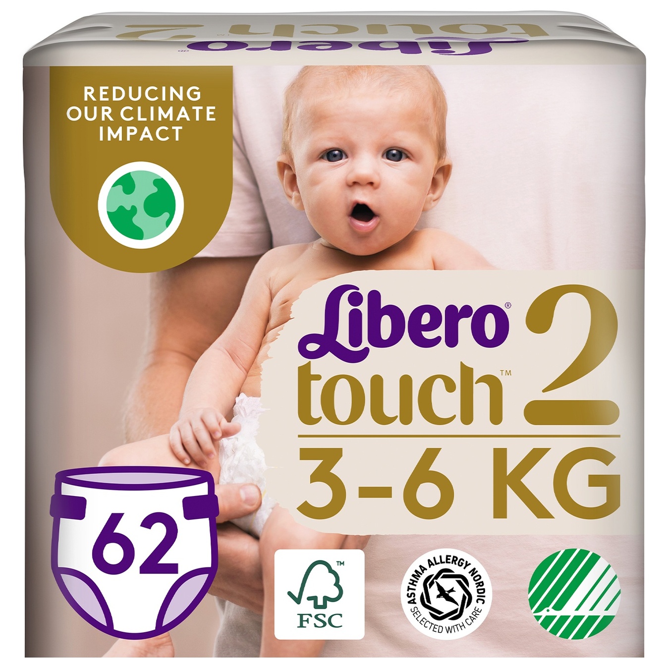 Подгузники детские Libero Touch 2 62шт