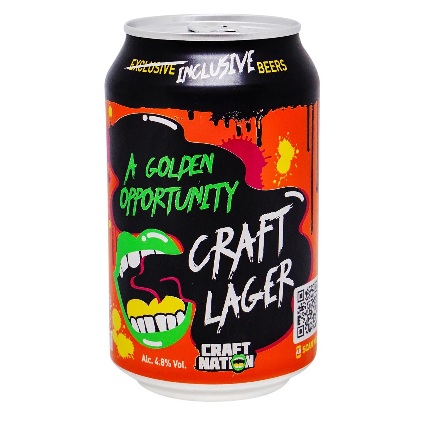 Пиво светлое Craft Nation Craft Lager 4,8% 0,33л железная банка