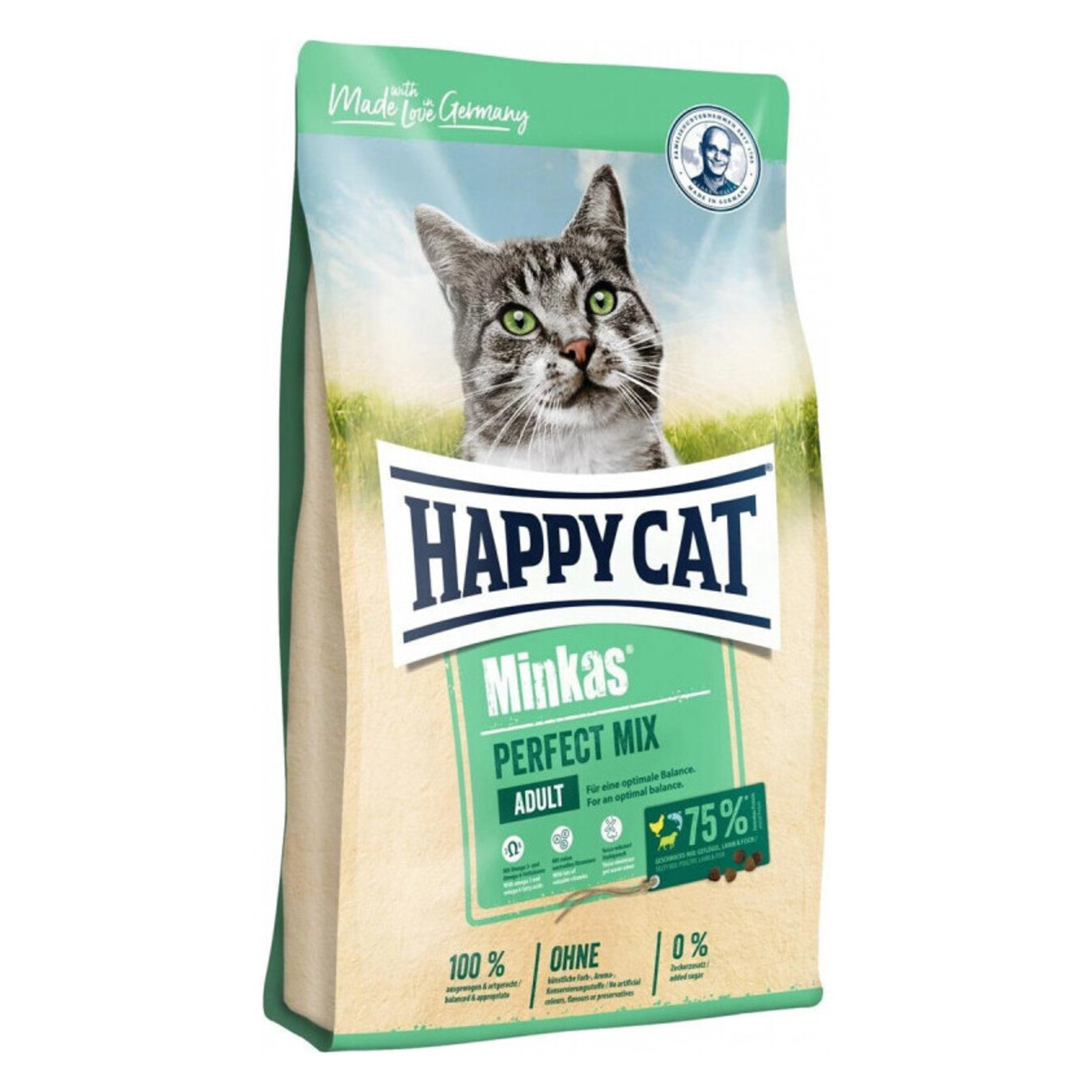 Корм для котів Happy Cat Minkas Perfect Mix з птицею ягням та рибою сухий 1,5кг