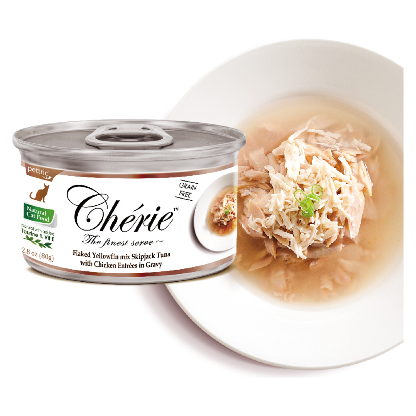 Cat food Cherie control of the formation of lumps of wool with pieces of tuna and shrimp in sauce canned 80g 2