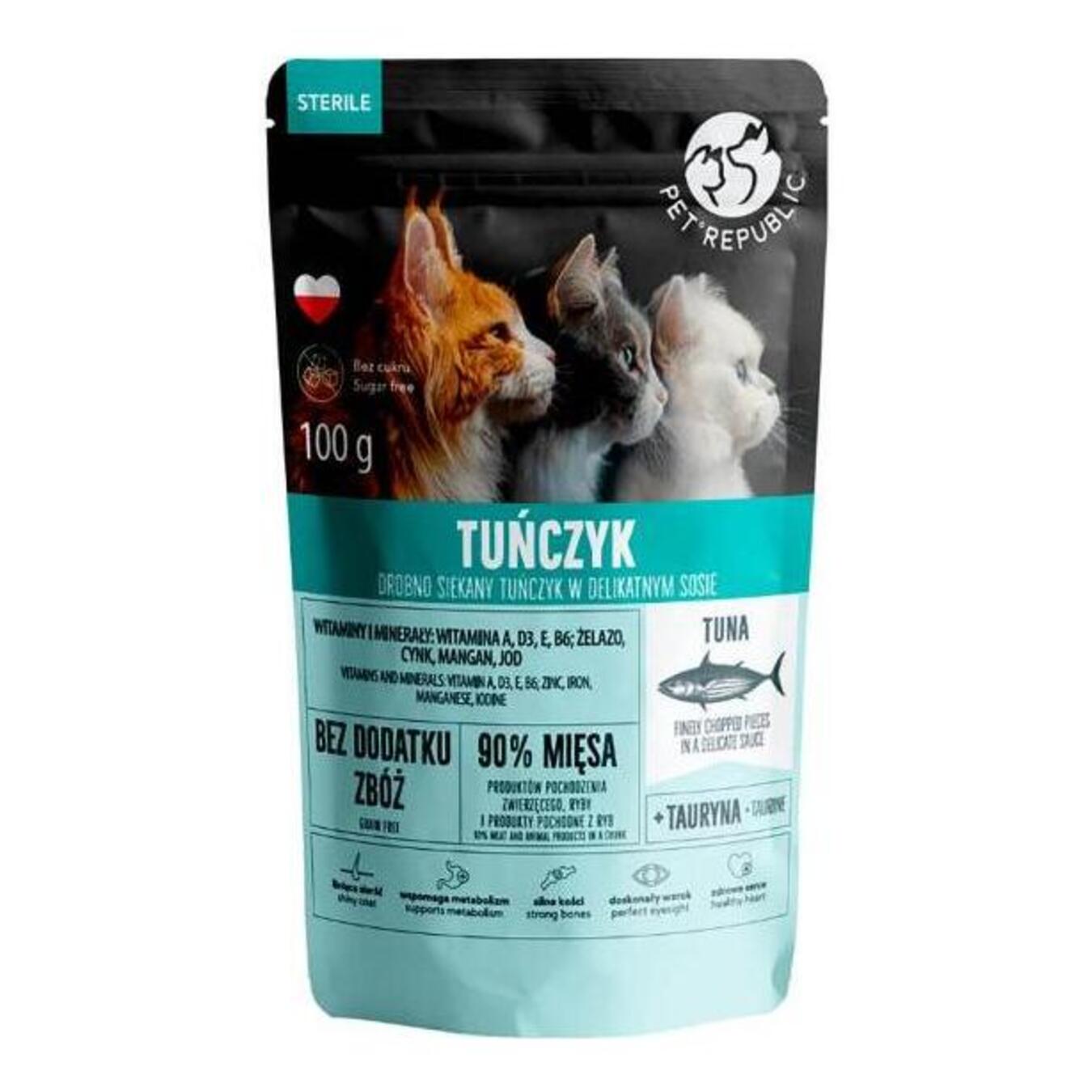 Food for sterilized cats PetRepublic fillet with tuna pouch 100g