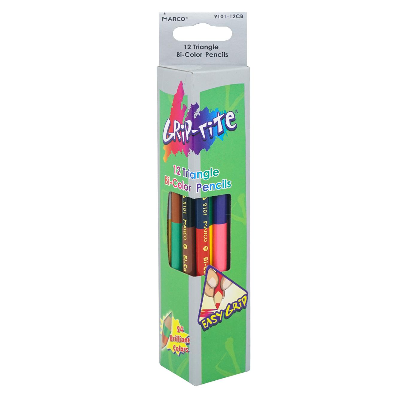 Набір олівців Marco Grip-rite різнокольорові двосторонні тригранні 24 кольори 12шт