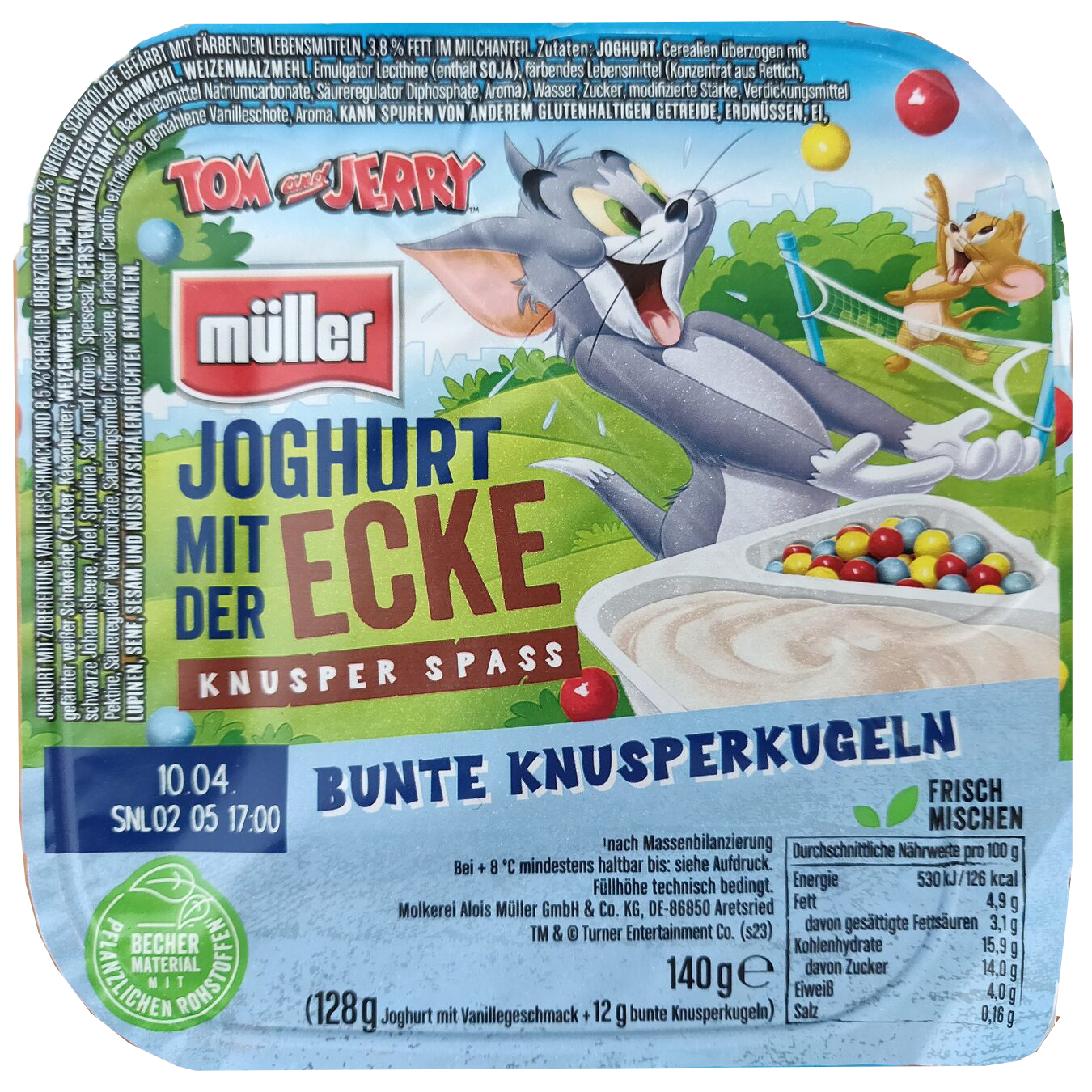 Müller Tom & Jerry yogurt with the addition of colorful balls 3.8% 140 g 2