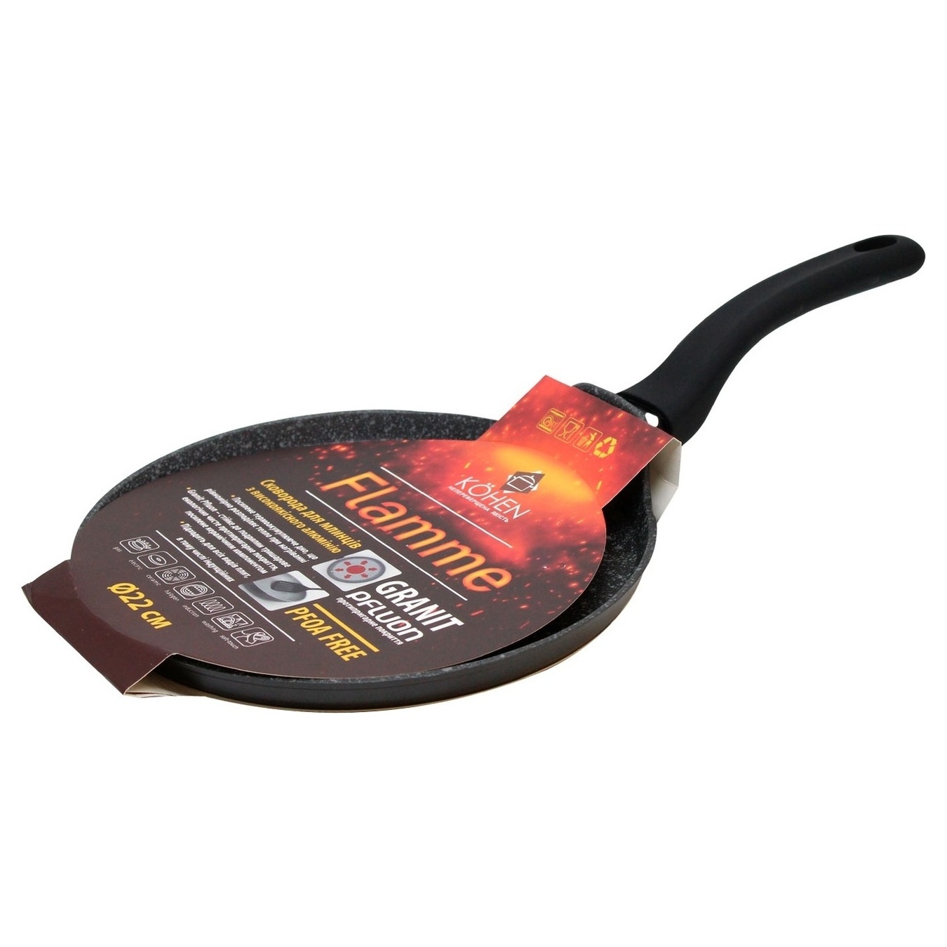 Frying pan Kohen Flamme crepe for pancakes non-stick coating induction 22 cm